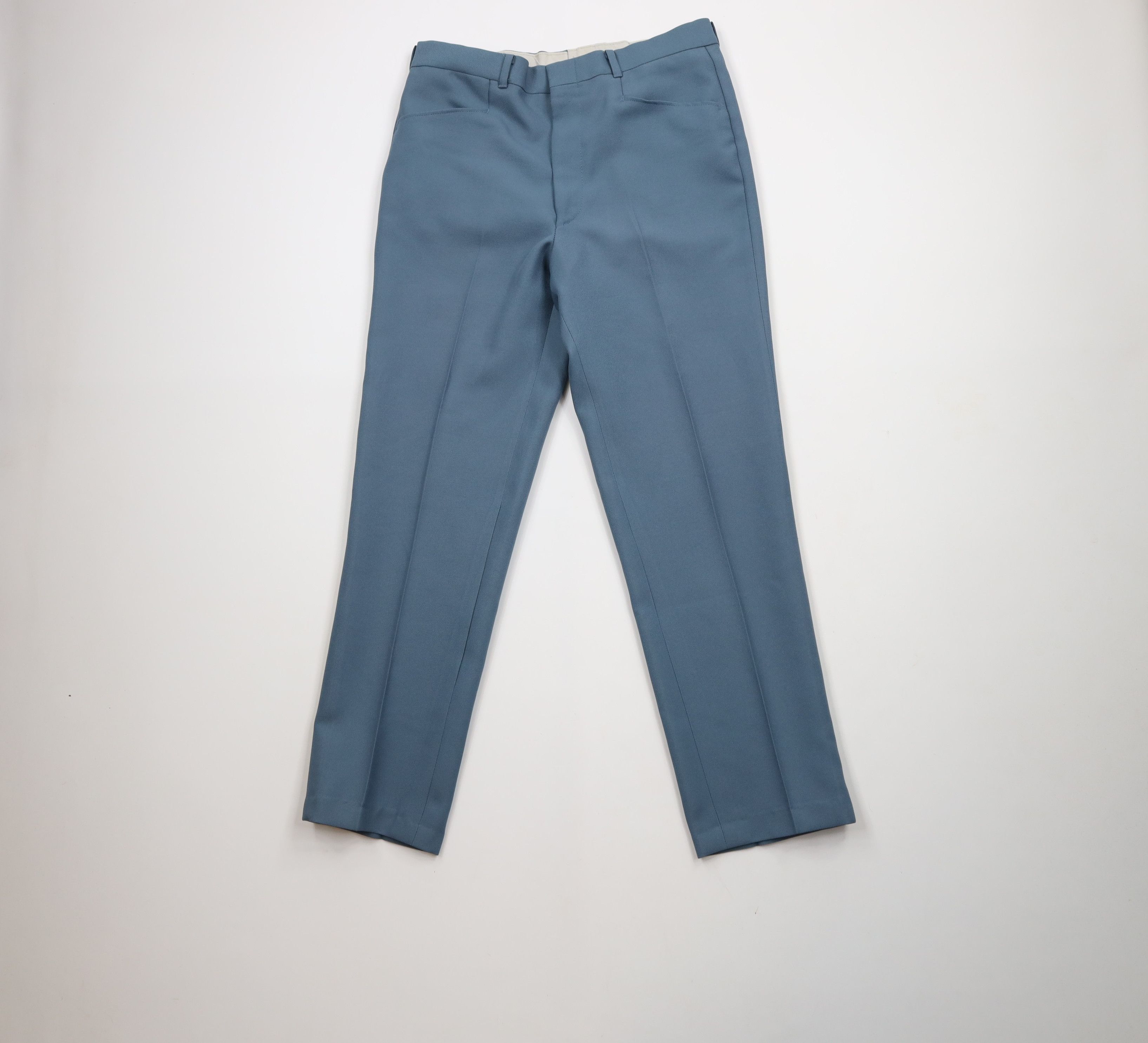 Vintage Vintage 70s Streetwear Leg Chino Pants Blue Polyester USA Size US 32 / EU 48 - 1 Thumbnail