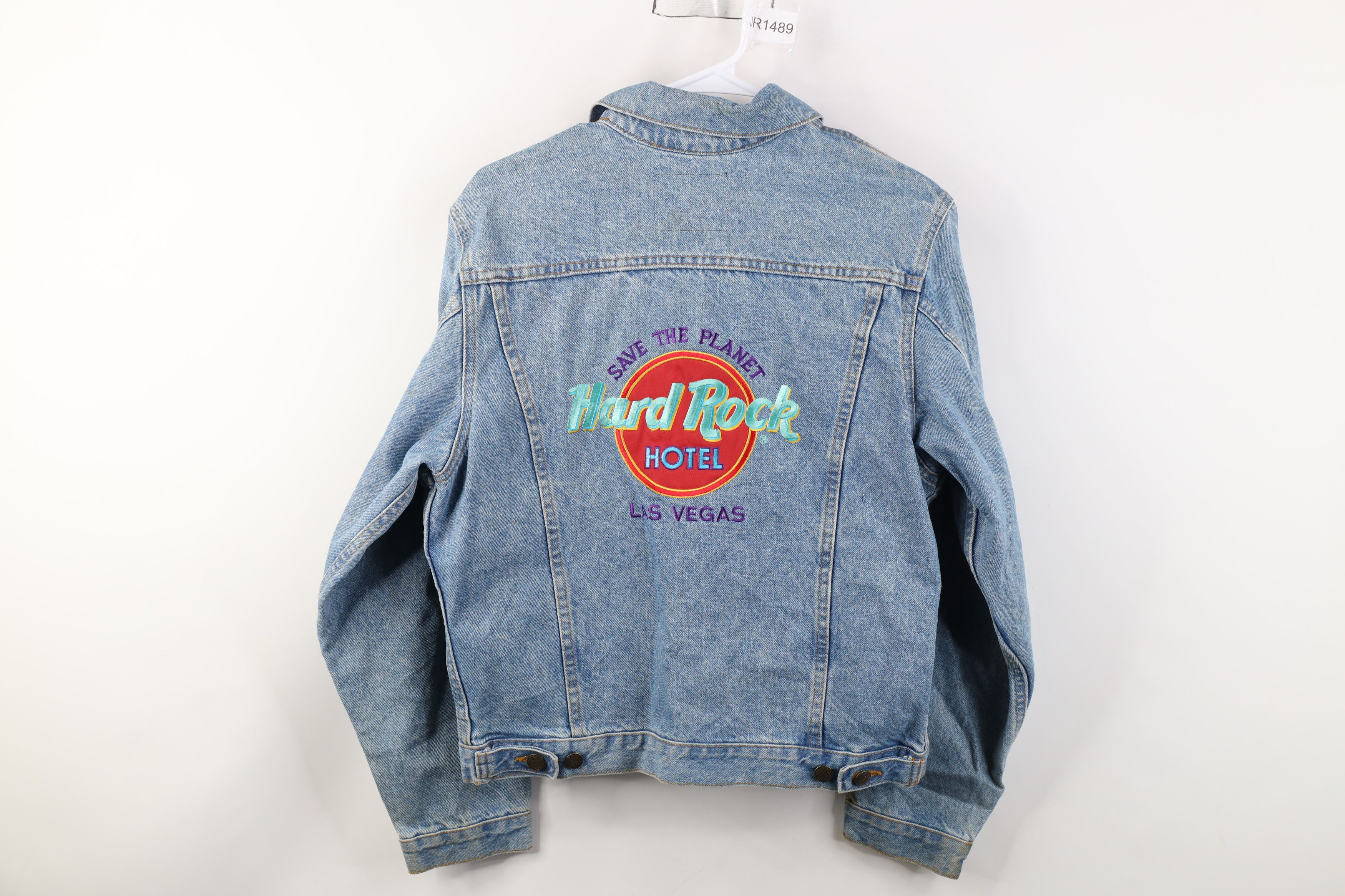 Hard Rock Cafe Vintage 90s Hard Rock Cafe Denim Trucker Jacket Blue USA Size L / US 10 / IT 46 - 1 Thumbnail