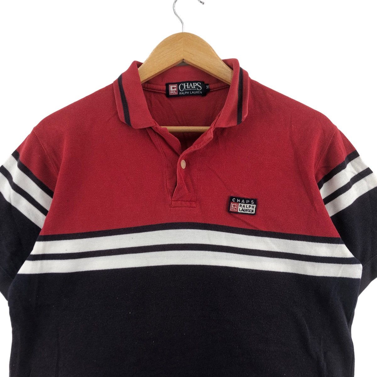 Chaps Vintage CHAPS RALPH LAUREN Striped Polo Tee Shirt Size US M / EU 48-50 / 2 - 2 Thumbnail