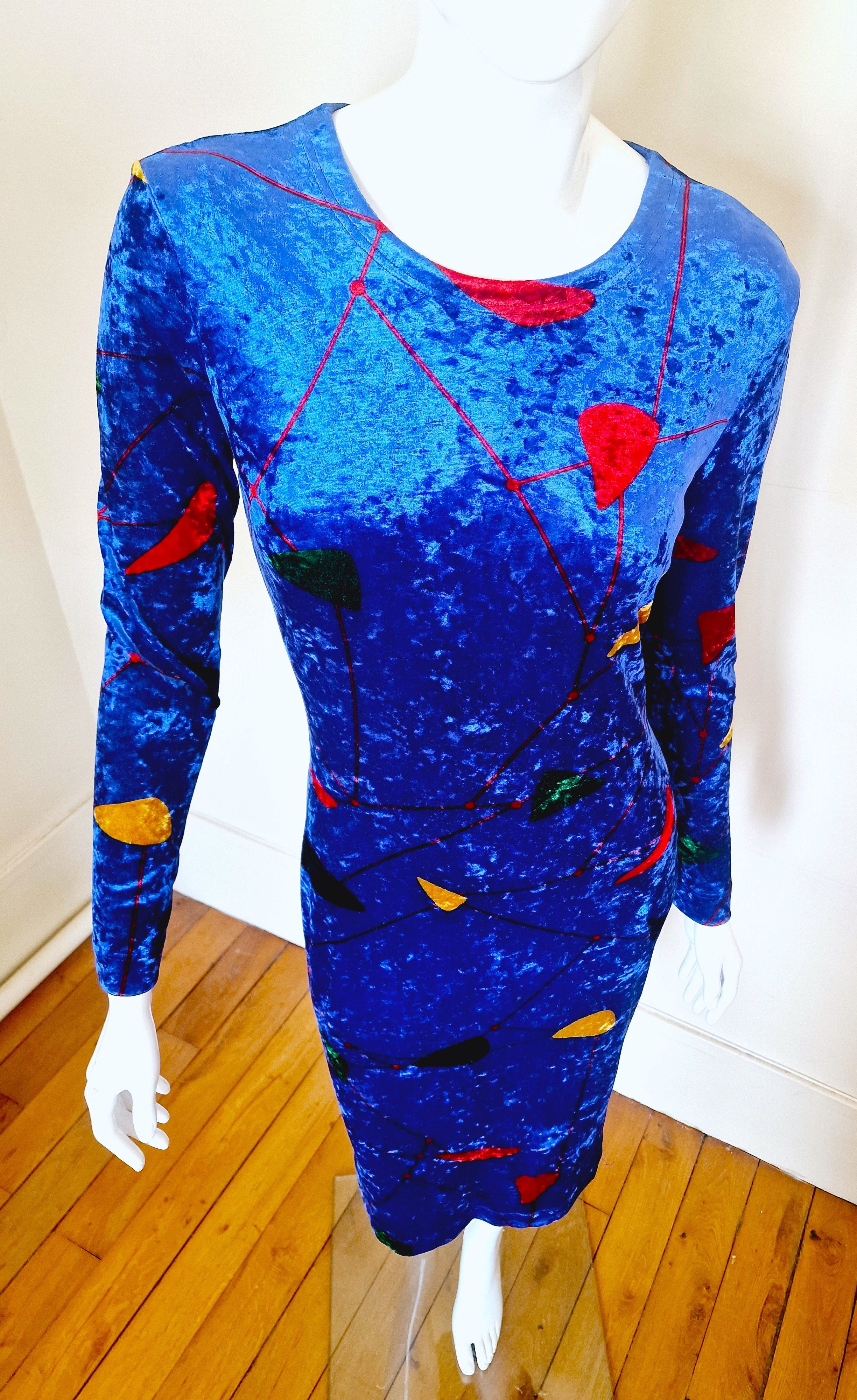 Versace Gianni Versace Couture Blue Geometric Medium Evening Dress Size M / US 6-8 / IT 42-44 - 3 Thumbnail