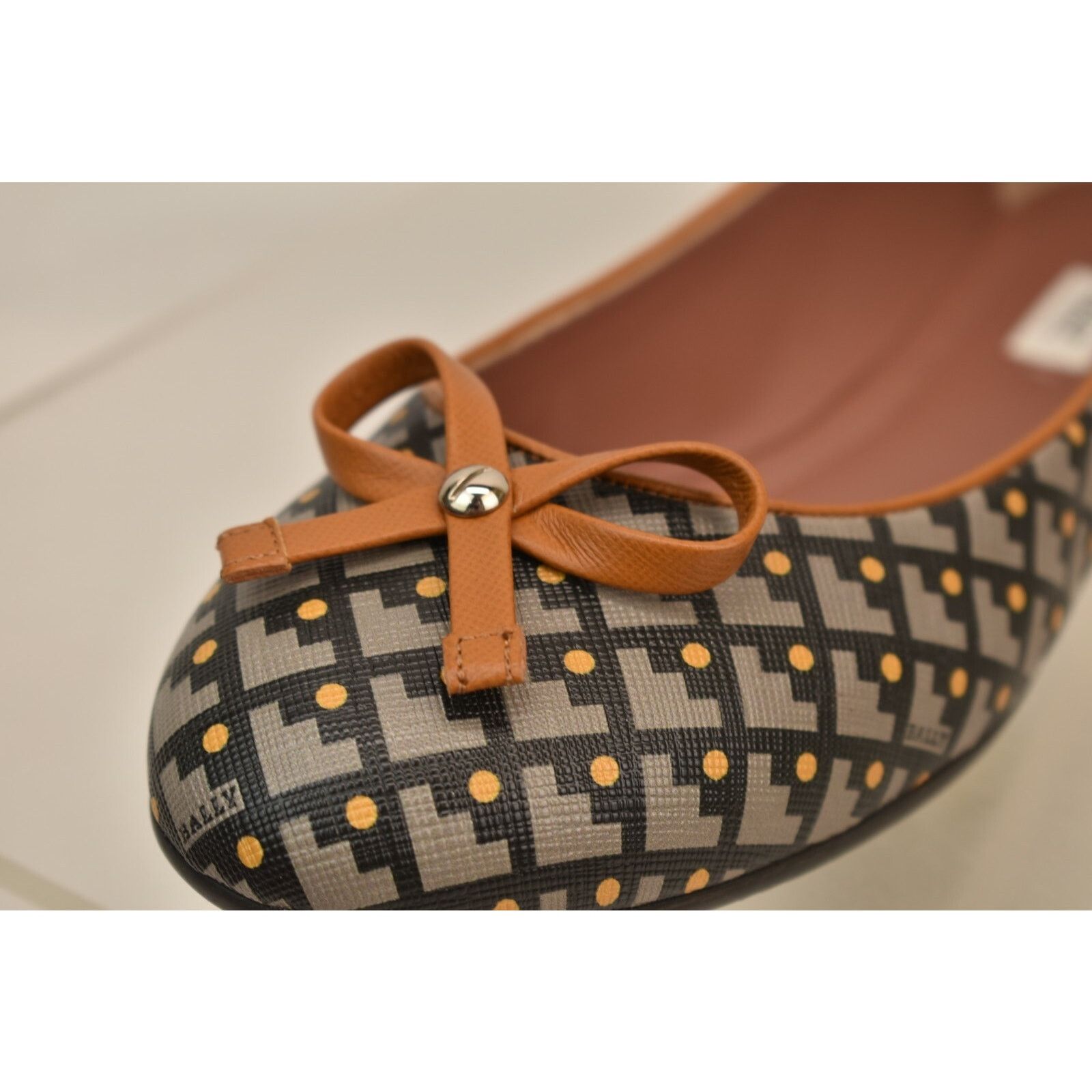 Bally BALLY DULCINA BEIGE COATED CANVAS LOGO LEATHER BOW FLATS 10 Size US 10 / IT 40 - 9 Thumbnail