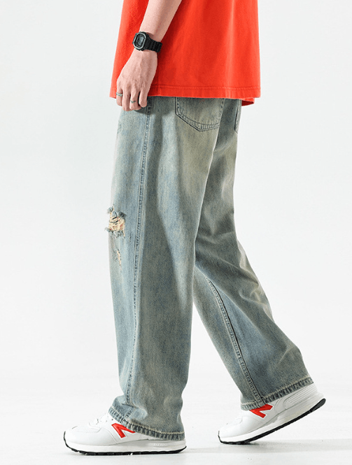 Japanese Brand × Jean Retro trend washed holes distressed high street jeans Size US 34 / EU 50 - 4 Thumbnail