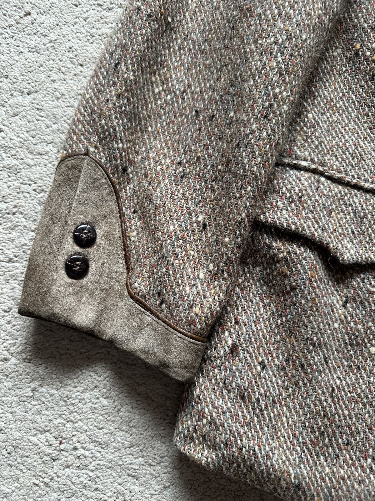 Yohji Yamamoto 1990s Work’s Tweed Leather Jacket Size US L / EU 52-54 / 3 - 4 Thumbnail
