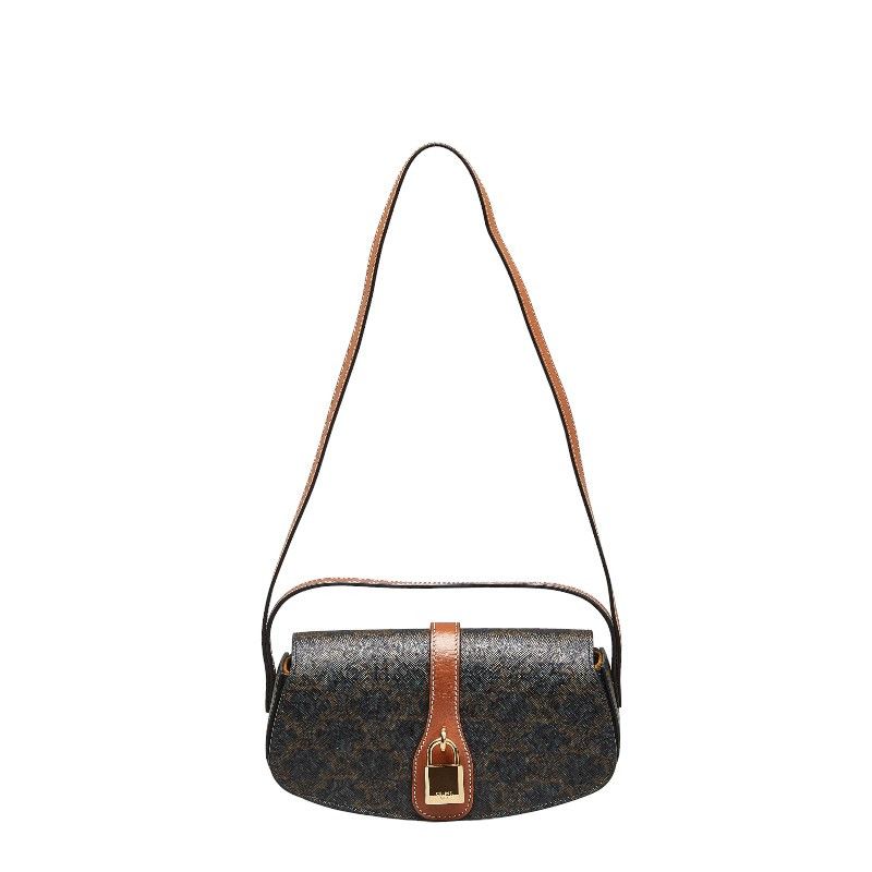 image of Celine Triomphe Canvas Round Shoulder Bag in Black, Women's