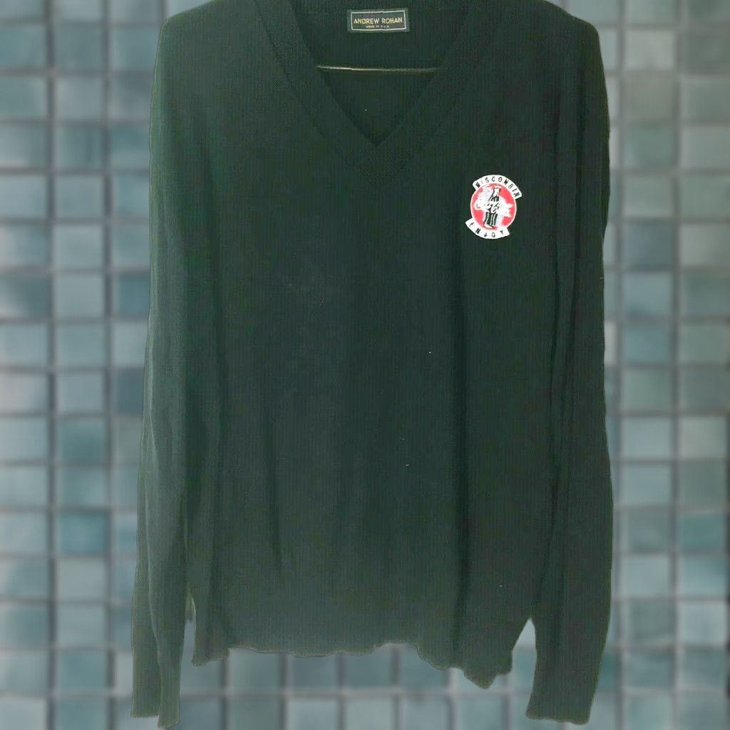 Vintage Andrew Rohan Mens Sweater Long Sleeve Pullover Black L V-Neck Wisconsin Coca-Cola Classic Pattern Adult Mens Christmas Winter | 0 Size US L / EU 52-54 / 3 - 1 Thumbnail