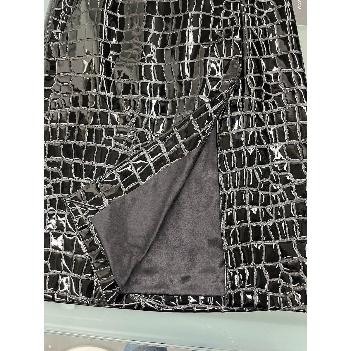 Dolce & Gabbana Dolce & Gabbana Black Croc Faux-Leather Midi Skirt IT 36 Size 25" / US 0 / IT 36 - 13 Thumbnail