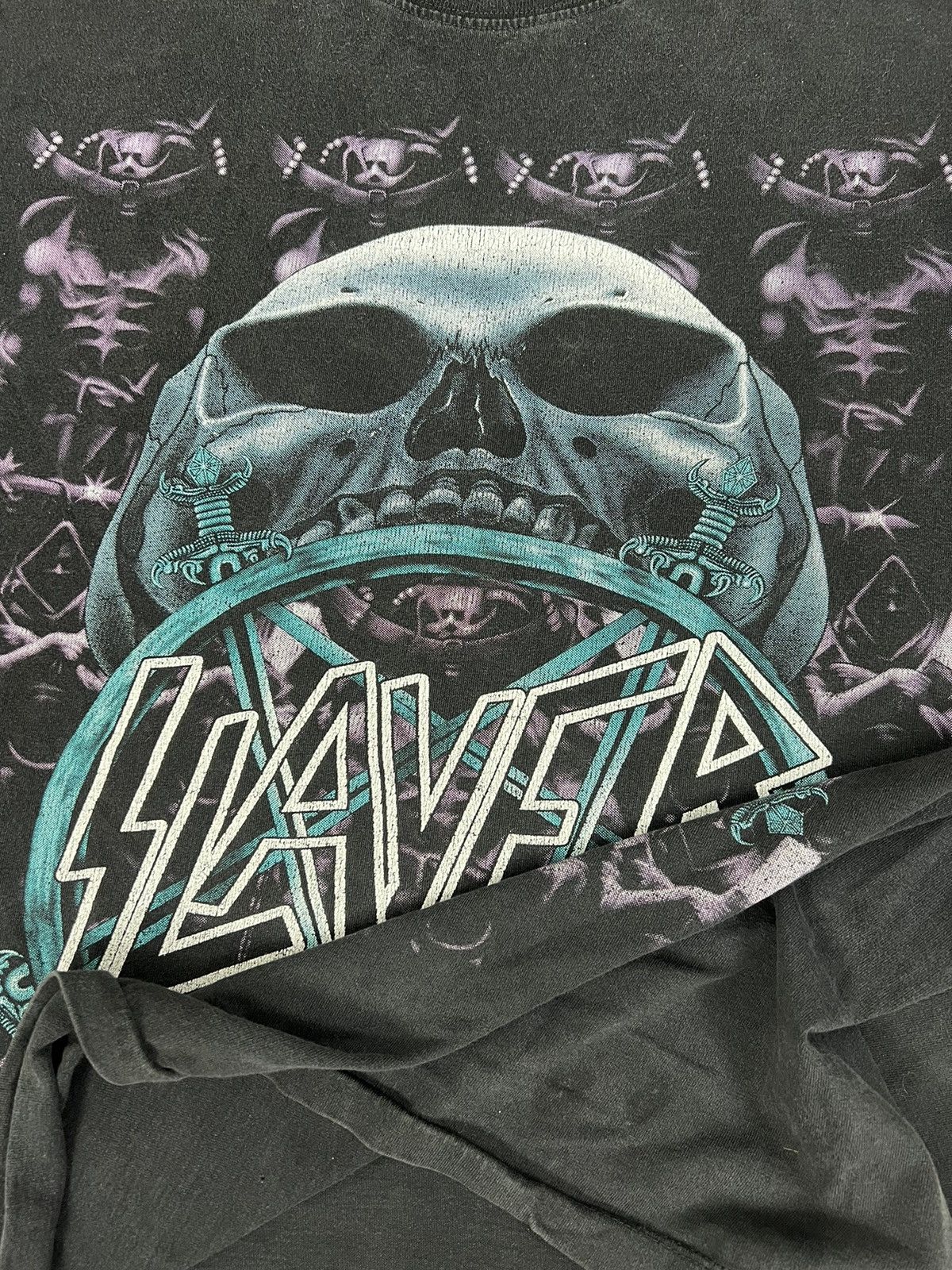 Band Tees Vintage Distressed Slayer Divine Intervention Album Promo te Size US XL / EU 56 / 4 - 4 Thumbnail