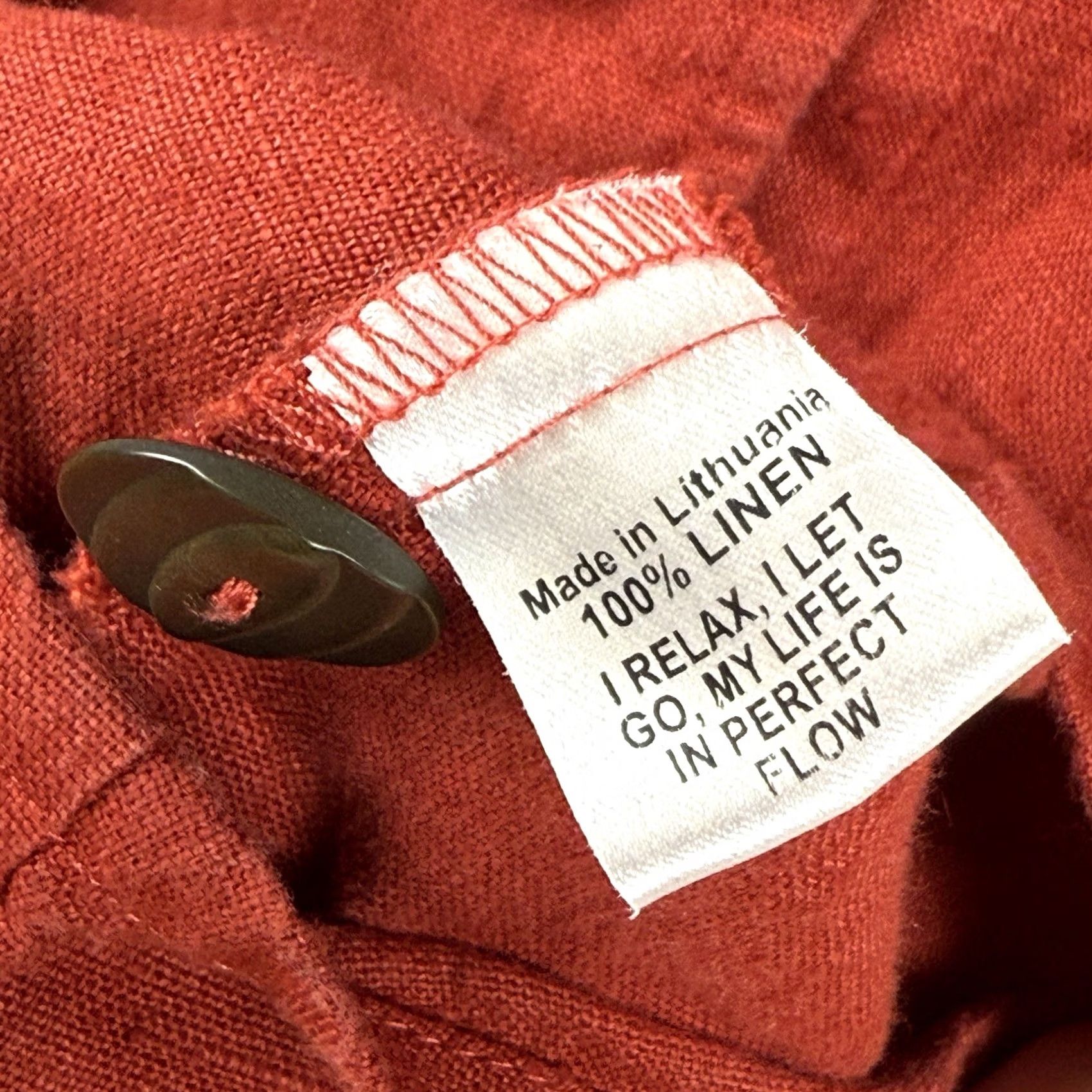 FLAX VINTAGE Flax Shirt Womens 1X Button-Up Linen Red Long Sleeve Collared Pockets 100% Linen Relaxed Fit Size XL / US 12-14 / IT 48-50 - 5 Thumbnail