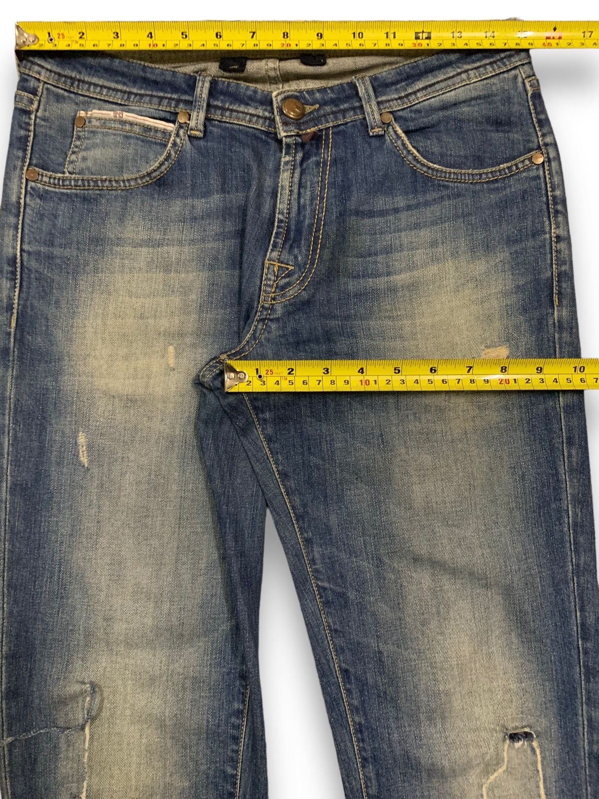 Other Y2K Briglia 1949 Slim Fit Patched Distressed Grunge Jeans Size US 30 / EU 46 - 14 Thumbnail
