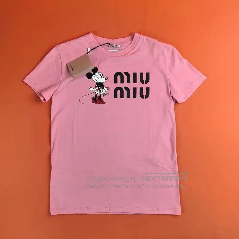 Miu Miu Miu Miu Pink Cotton Printed Short Sleeve T-Shirt . Size XS / US 0-2 / IT 36-38 - 1 Thumbnail