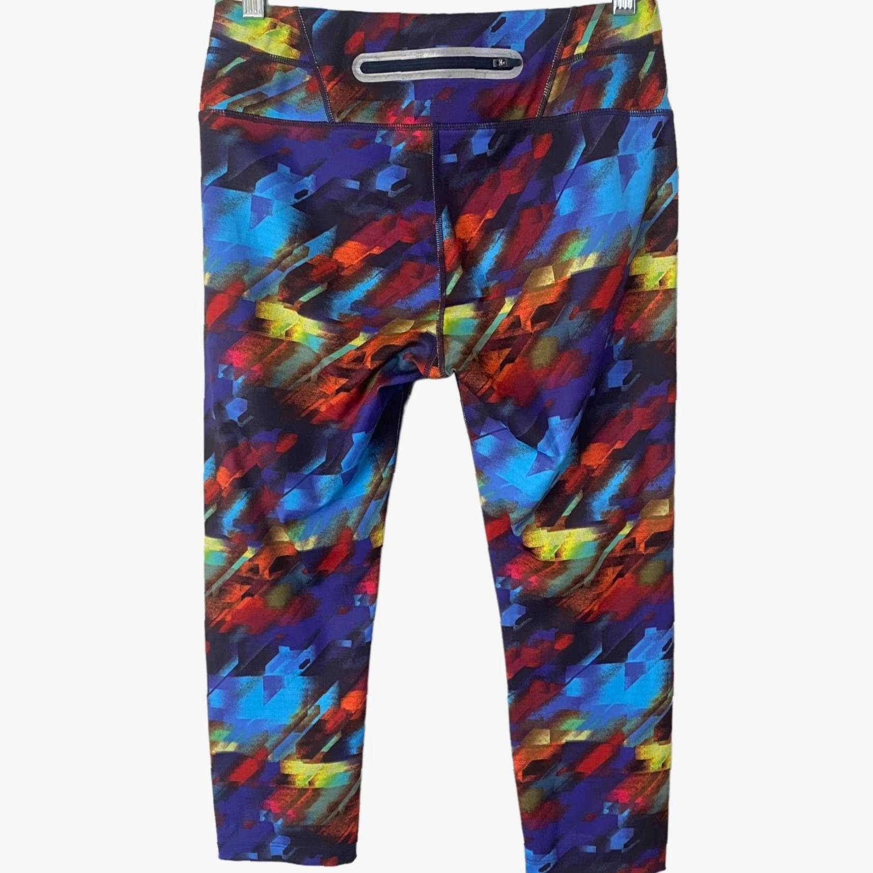 Athleta Athleta Cropped Colorburst Sonar Running Leggings Womens M Athletic Stretch Leggings Color Multicolor Zip Pocket 78% Polyester 22% Lycra Spandex Size 32" / US 10 / IT 46 - 3 Thumbnail