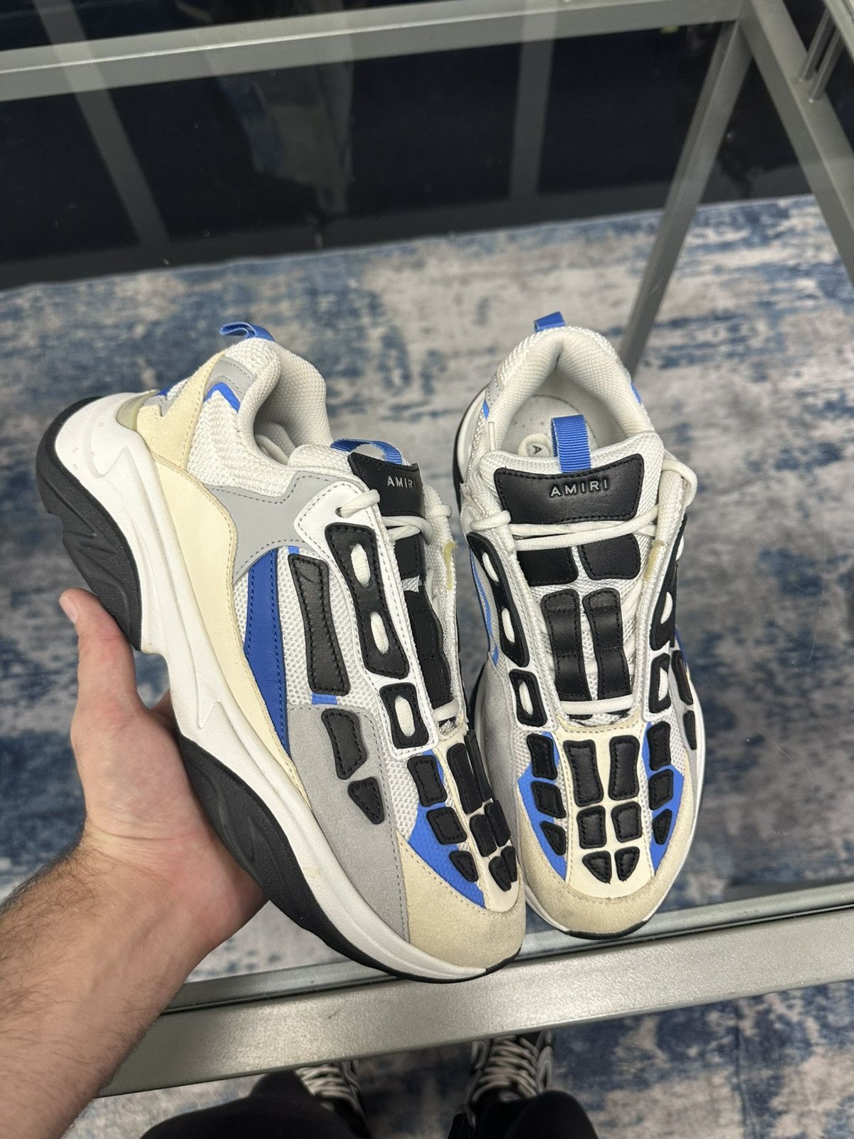 Amiri Bone Runner Sneakers Men’s SZ 46 US 13 Blue White Gum Amiri Bone Runner Blue Amiri Bone Runner Sneaker In Neon  main image 2