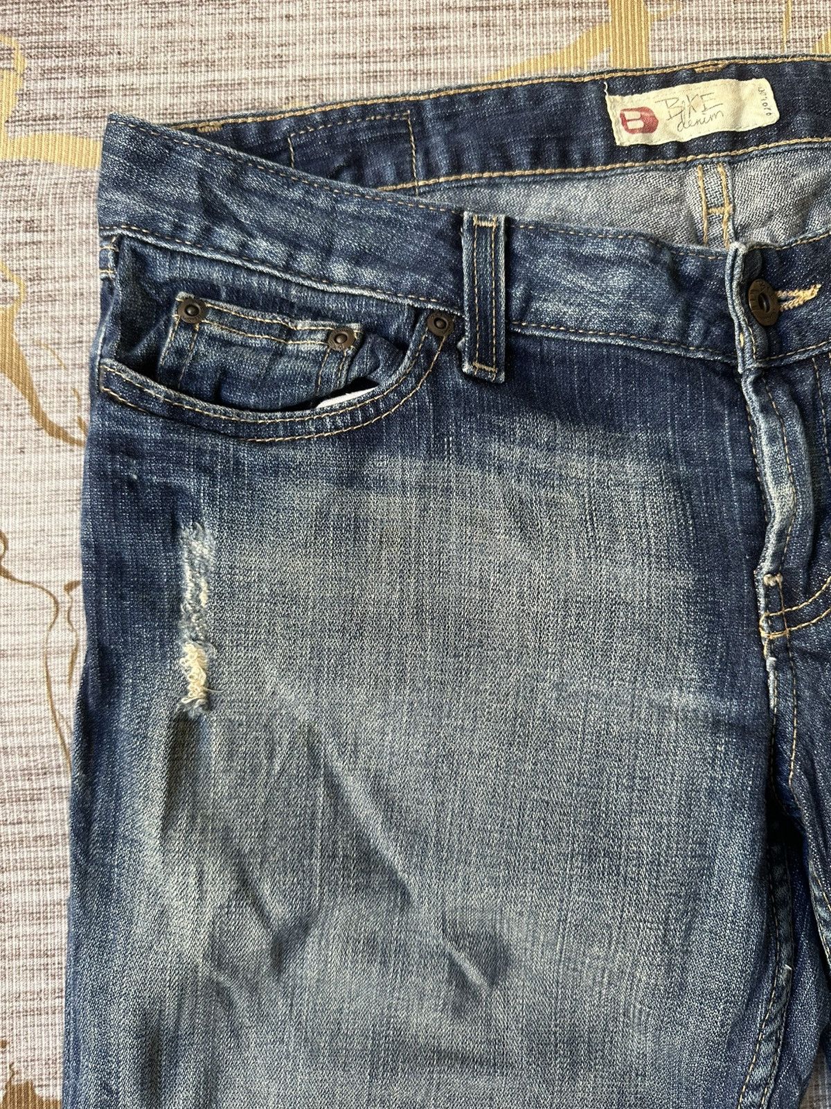 Japanese Brand FLARE Bike Denim Distressed Low Rise Jeans Size US 32 / EU 48 - 10 Thumbnail
