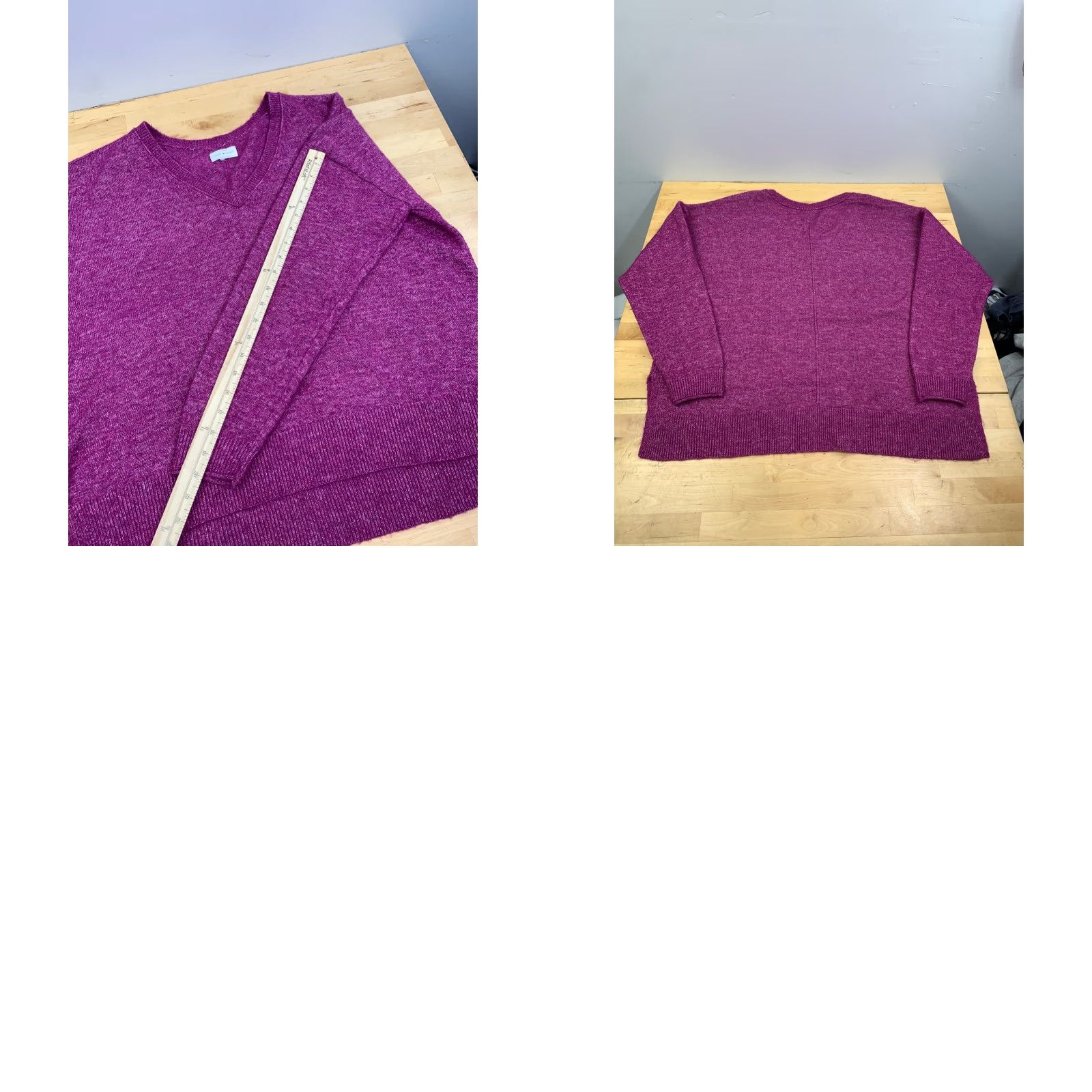 Lucky Brand Lucky Brand Sweater Women XL Purple V-Neck Wool Blend Pullover Solid All Seasons Lightweight Stretch Winter Spring Fall Casual Travel Workwear Size XL / US 12-14 / IT 48-50 - 8 Thumbnail