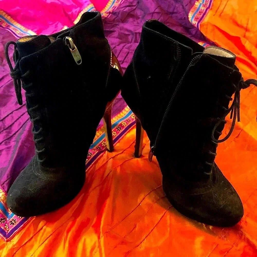 Designer Chic Black High Heel Booties Size US 7 / IT 37 - 1 Thumbnail