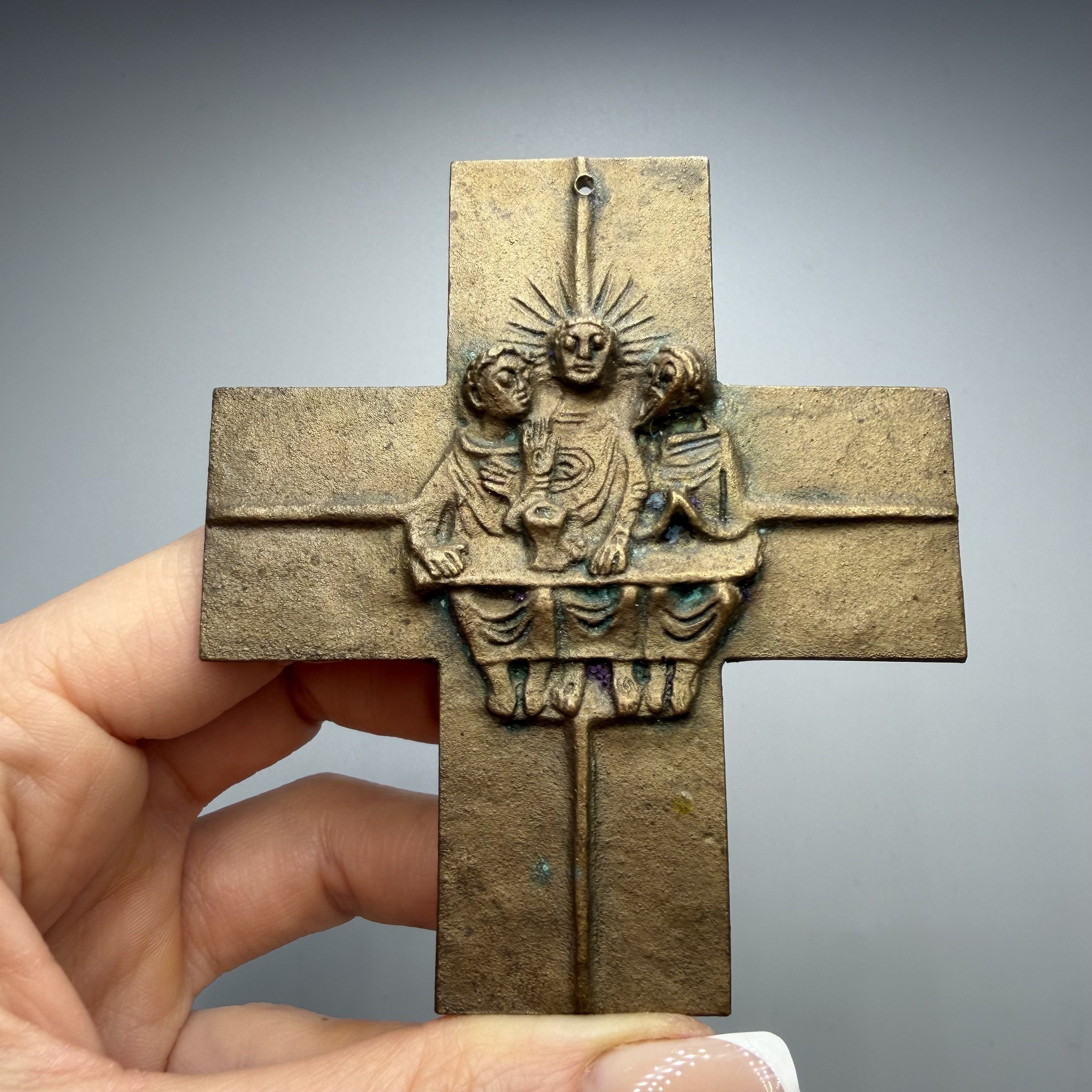 Vintage Vintage Bronze Christian Wall Cross Religious Decor 9.5cm Size ONE SIZE - 1 Thumbnail