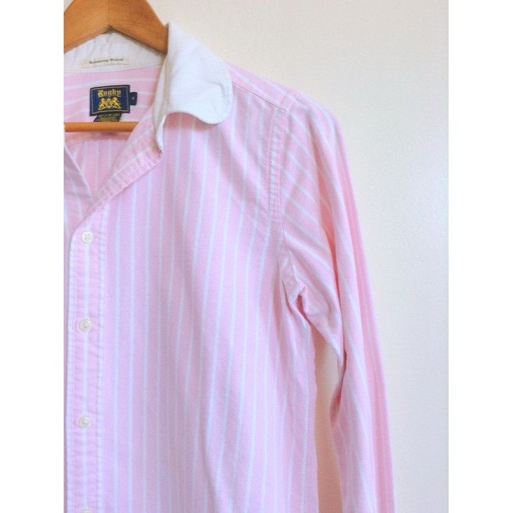 Rugby Ralph Lauren Rugby Ralph Lauren Pink Stripe Oxford Peter Pan Collar Rare Size M / US 6-8 / IT 42-44 - 6 Thumbnail