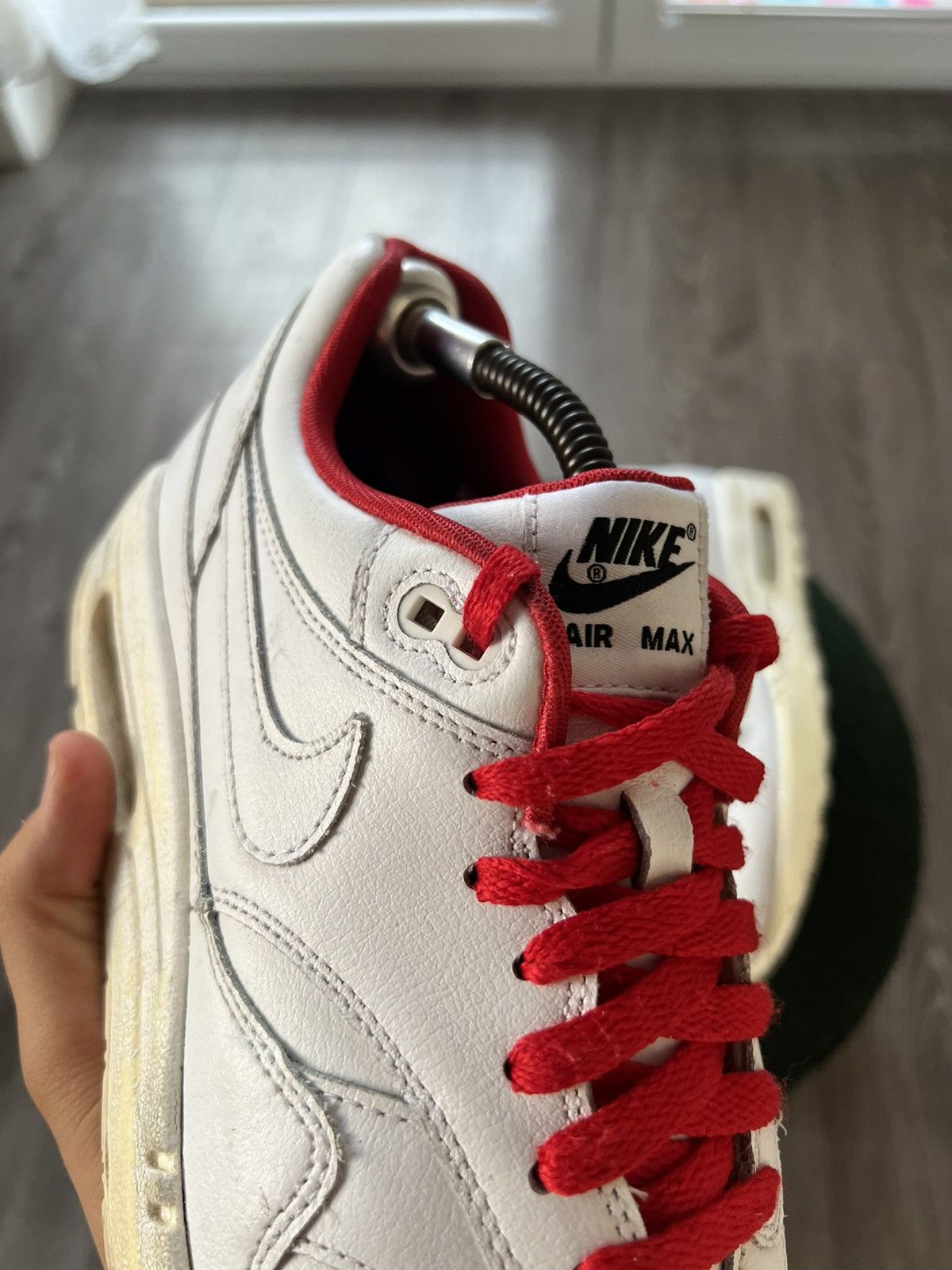 Nike ‼️Rare Nike ID Air Max 1 White/Red “Giga Nord” Sneakers‼️ Size US 9.5 / EU 42-43 - 7 Thumbnail
