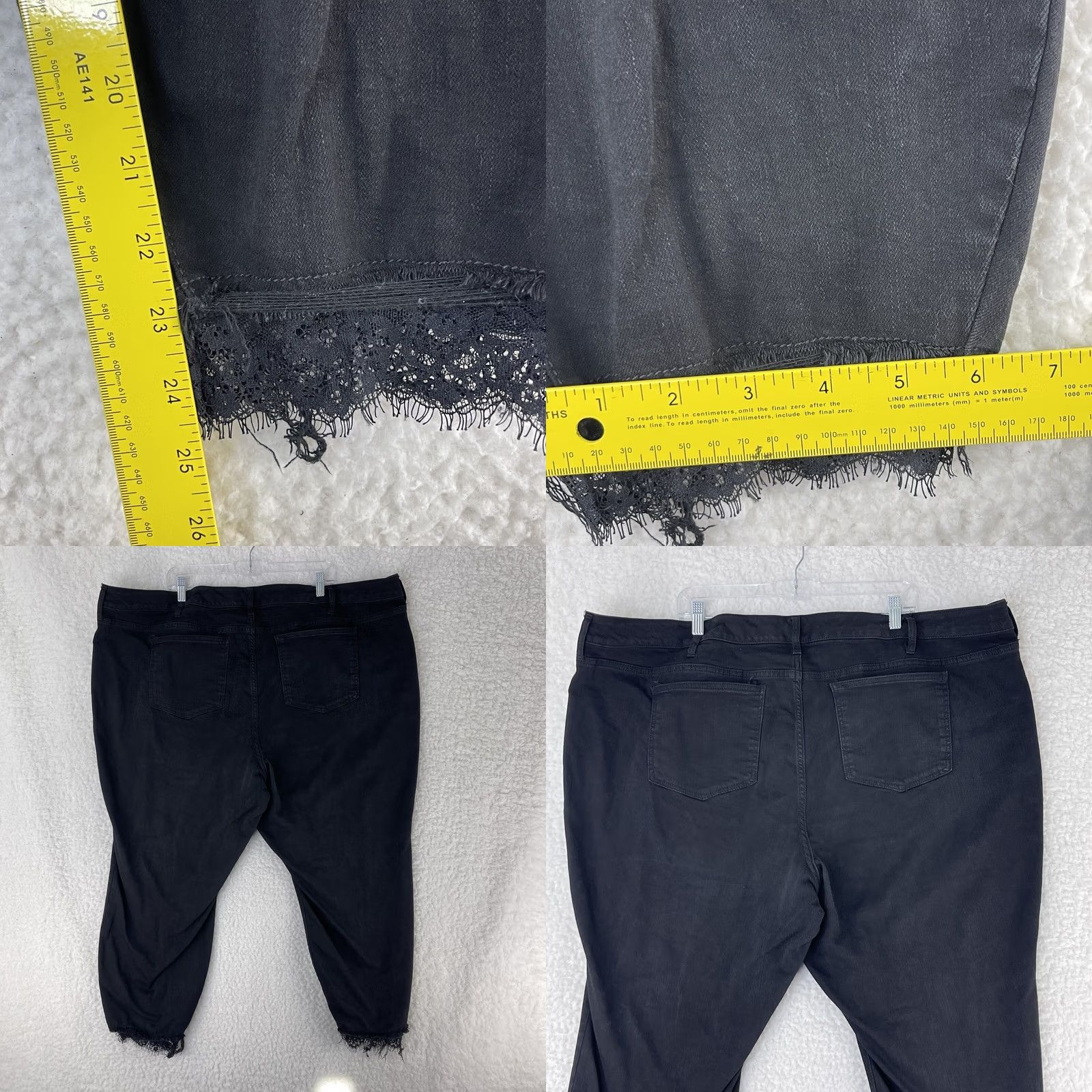 Torrid Torrid Jeans Women Plus Size 28 Black Denim Cropped Skinny High-Rise Frayed Hem Lace Detail Pocket 5-Pocket Size 28" / US 6 / IT 42 - 8 Thumbnail