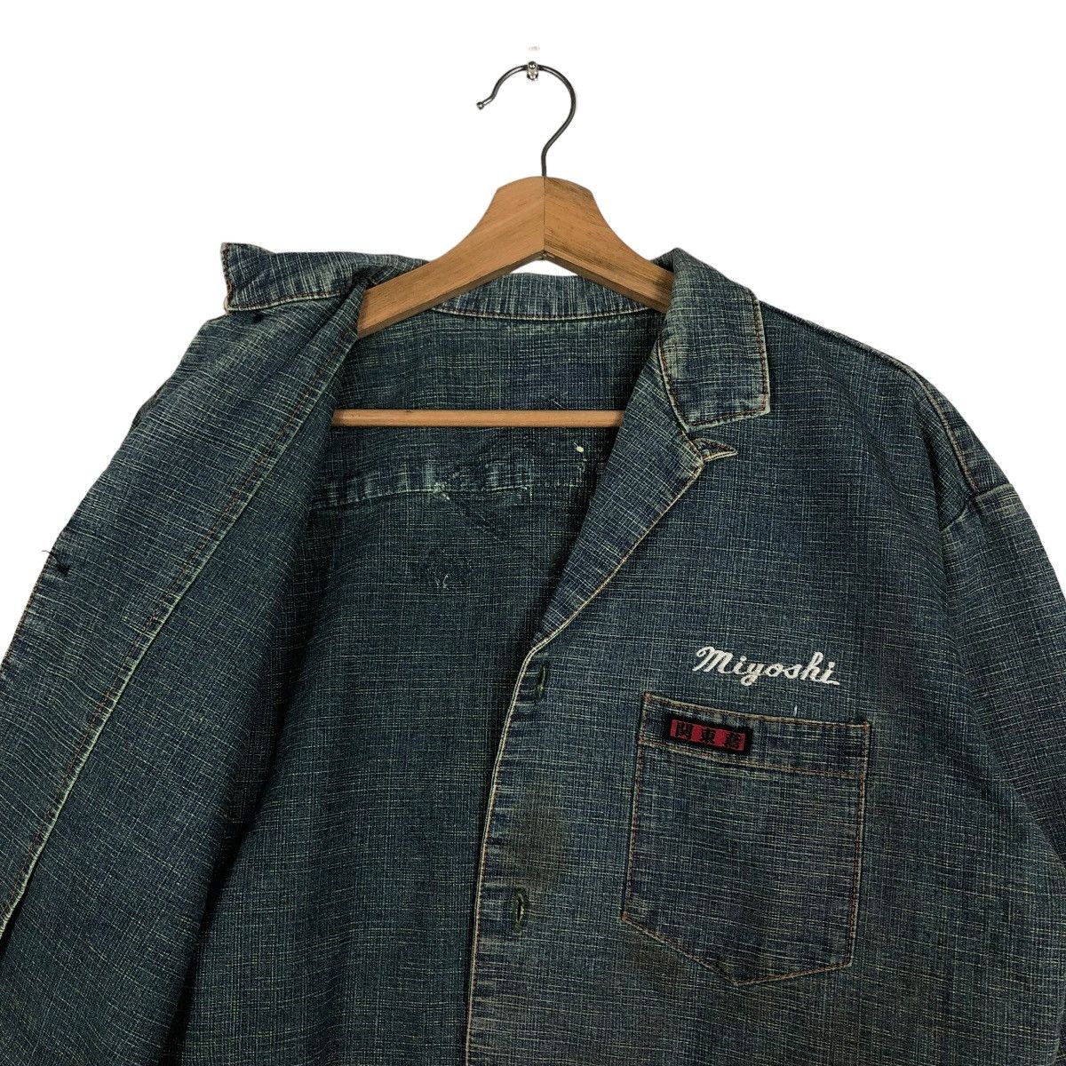 Japanese Brand 🔥CROPPED DENIM BIKER JACKET MIYOSHI JAPAN ISSEY MIYAKE Size US M / EU 48-50 / 2 - 14 Thumbnail