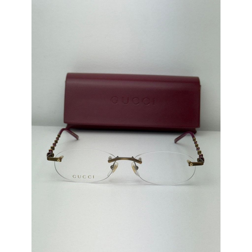 Gucci NEW Gucci GG0857OK Bronze Bamboo Rimless Eyeglass Frames Size ONE SIZE - 3 Thumbnail