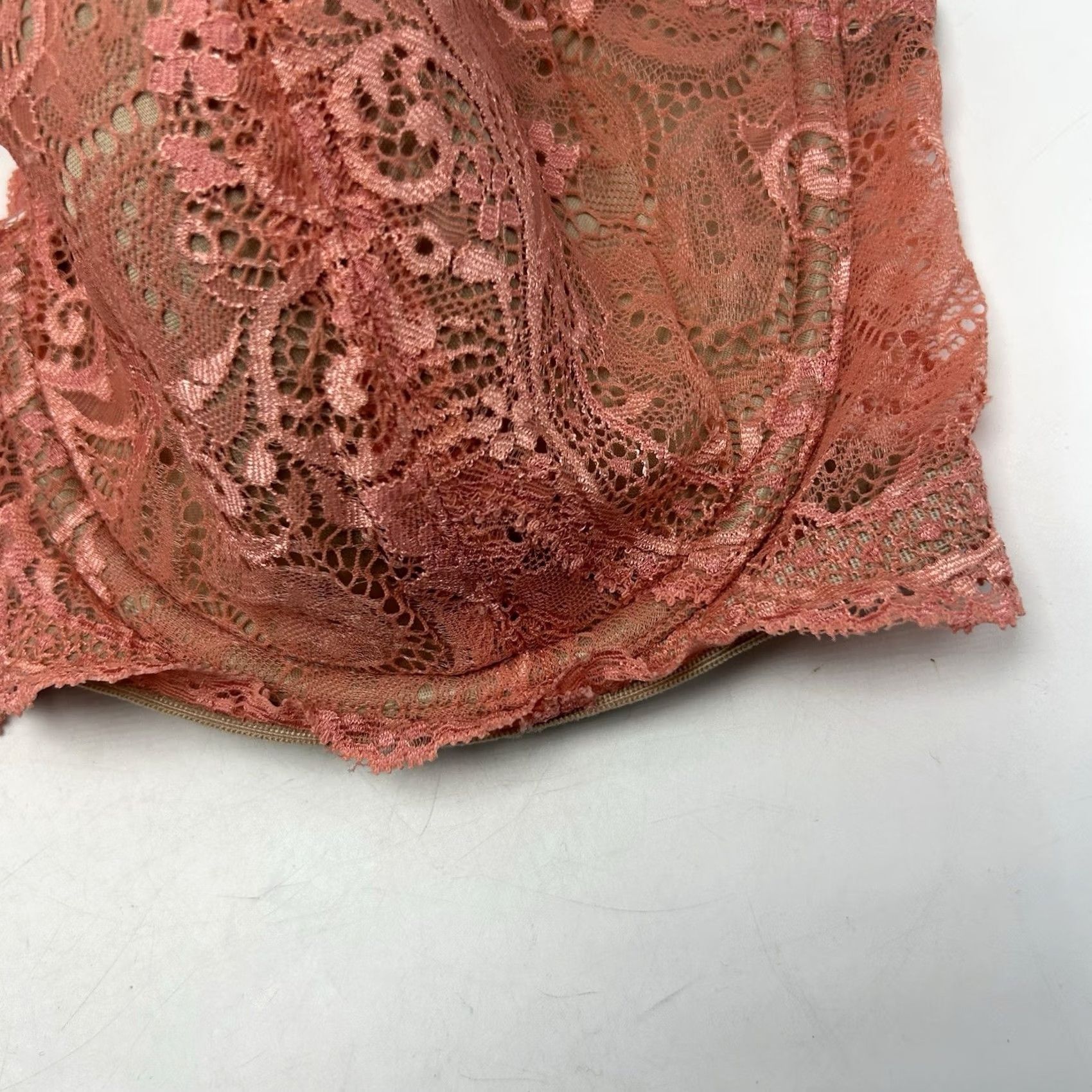 Vintage Third Love Bra 38D 24/7 Lace Balconette Coral Orange Strap Plunge Underwired Push Up Bra Women Regular Steel? Size ONE SIZE - 6 Thumbnail