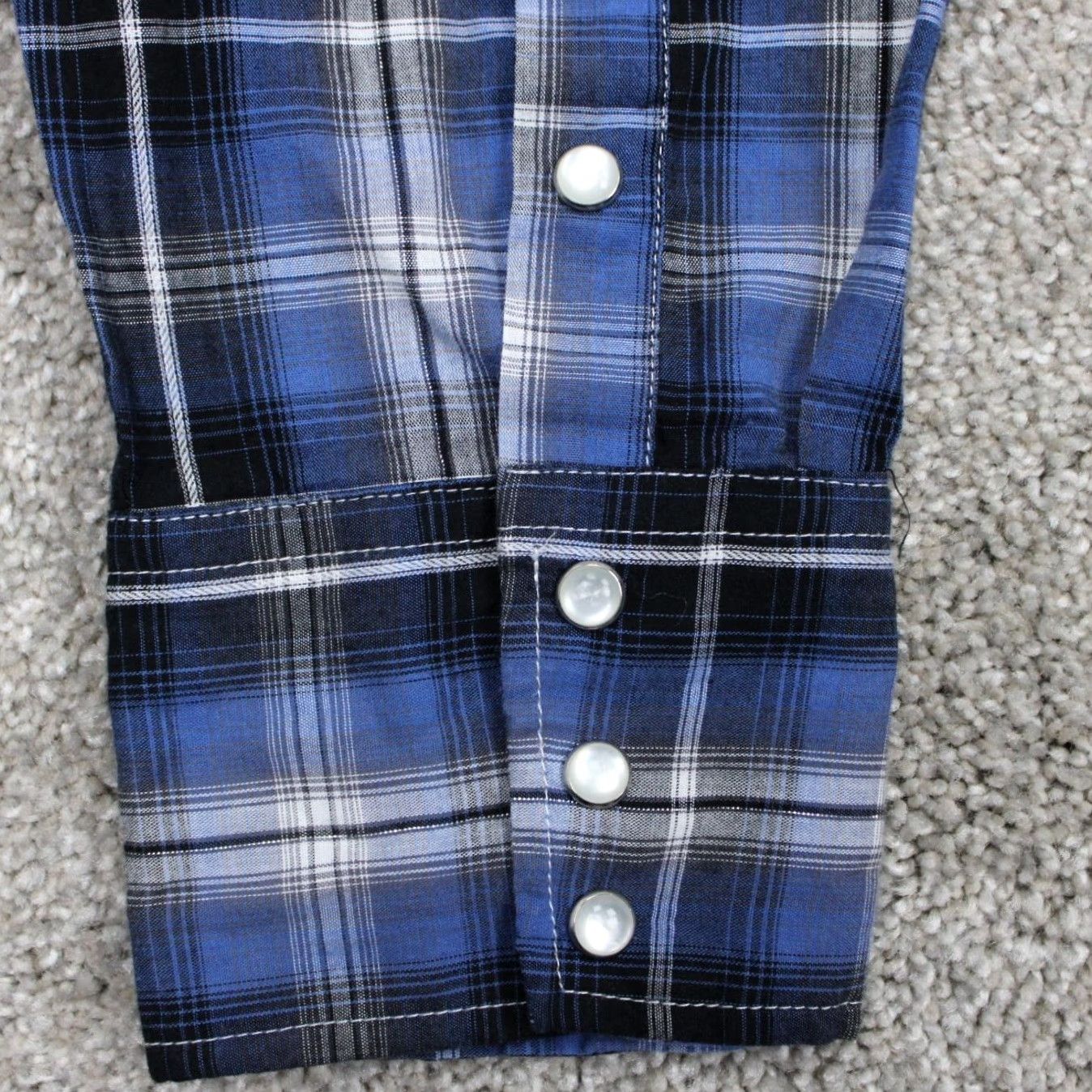 Roper Roper Pearl Snap Shirt Mens Large Plaid Long Sleeve Blue Pattern Cowboy Western Pearl Snap Button-Up Shirt Mens Large Size US L / EU 52-54 / 3 - 7 Thumbnail