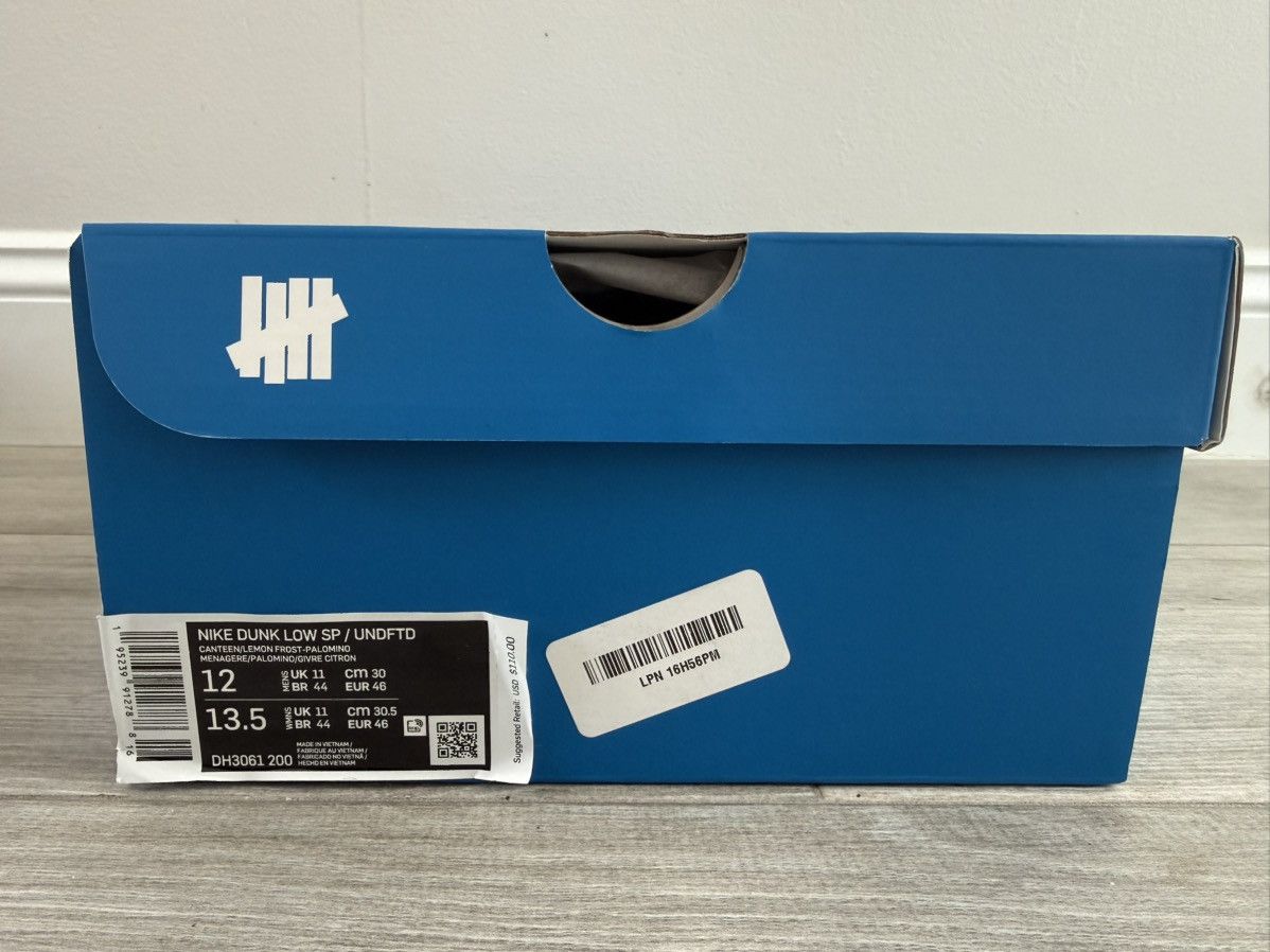 Nike × Undefeated Undefeated Nike Dunk Low Canteen Lemon Palomino Sz 12 Used Size US 12 / EU 45 - 13 Thumbnail