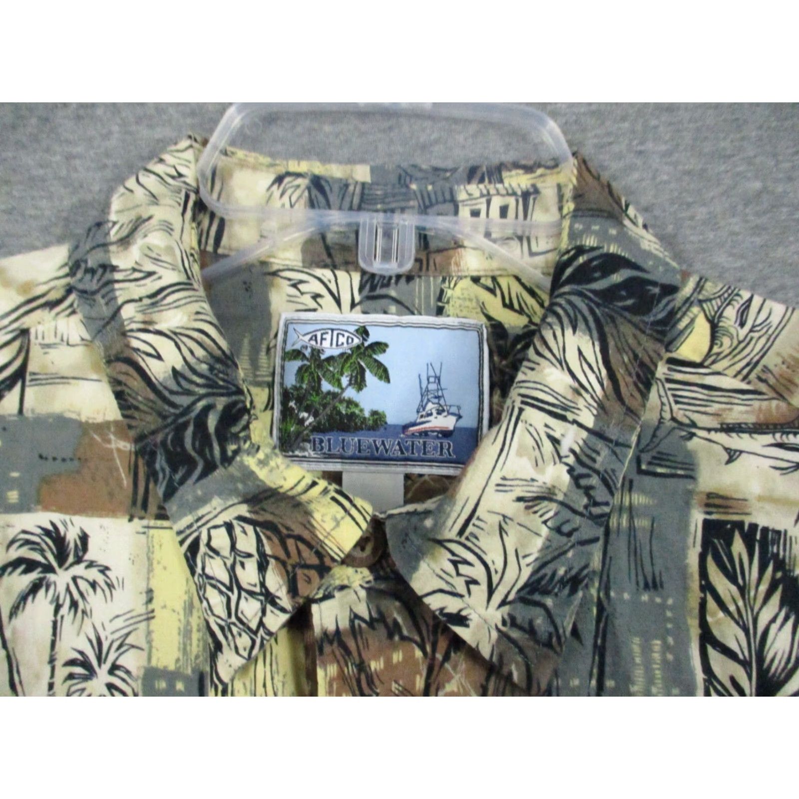 Gloverall VINTAGE AFTCO Bluewater Button Up Shirt Large Mens Floral All Over Print Hawaiian Pocket Shirt - Mens Size L Beige Cotton Button-Up Short Sleeve Size US L / EU 52-54 / 3 - 3 Thumbnail