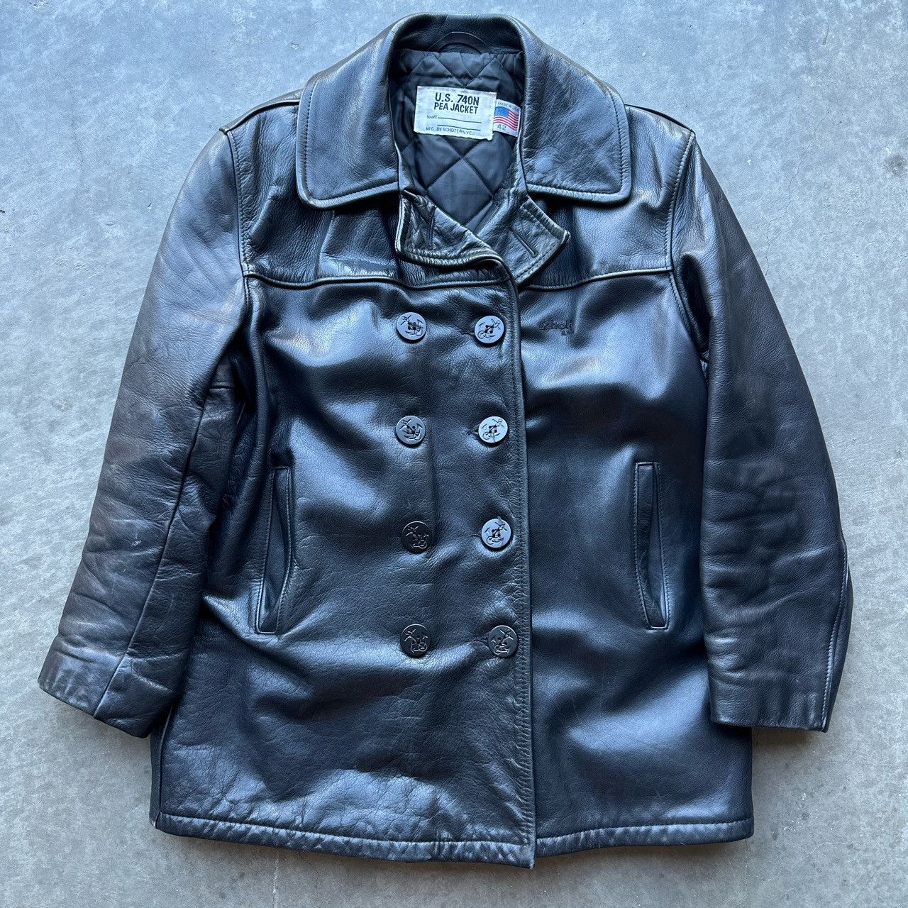 Vintage Vintage Schott NYC U.S. 740N Pea Leather Jacket | Grailed