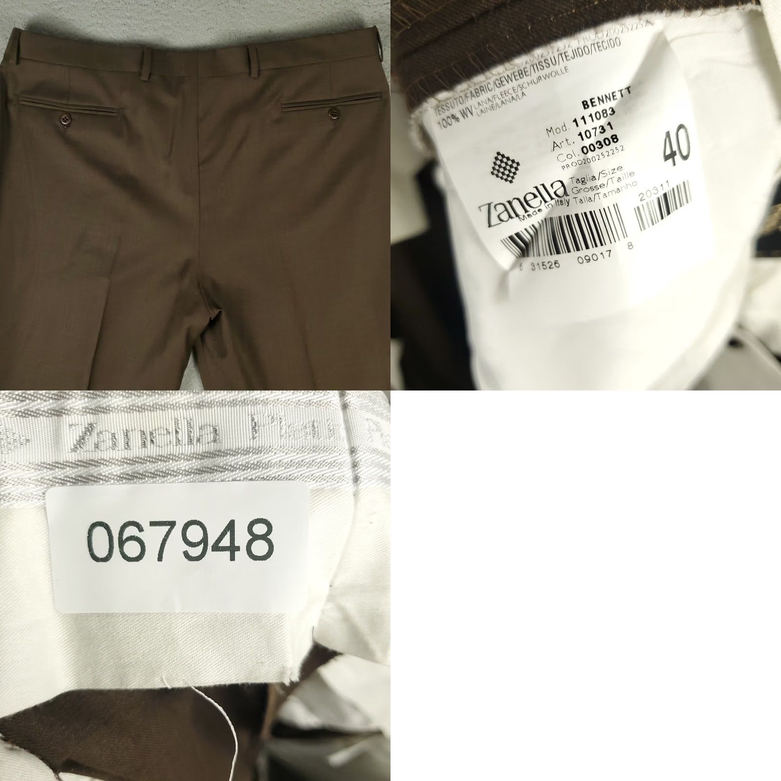 Zanella Zanella Pants Mens 40x30 Brown Bennett Wool Slacks Pleated Trousers Chino Dress Pants Regular Wool Front Pleated Long URL: not applicable Size US 40 / EU 56 - 8 Thumbnail