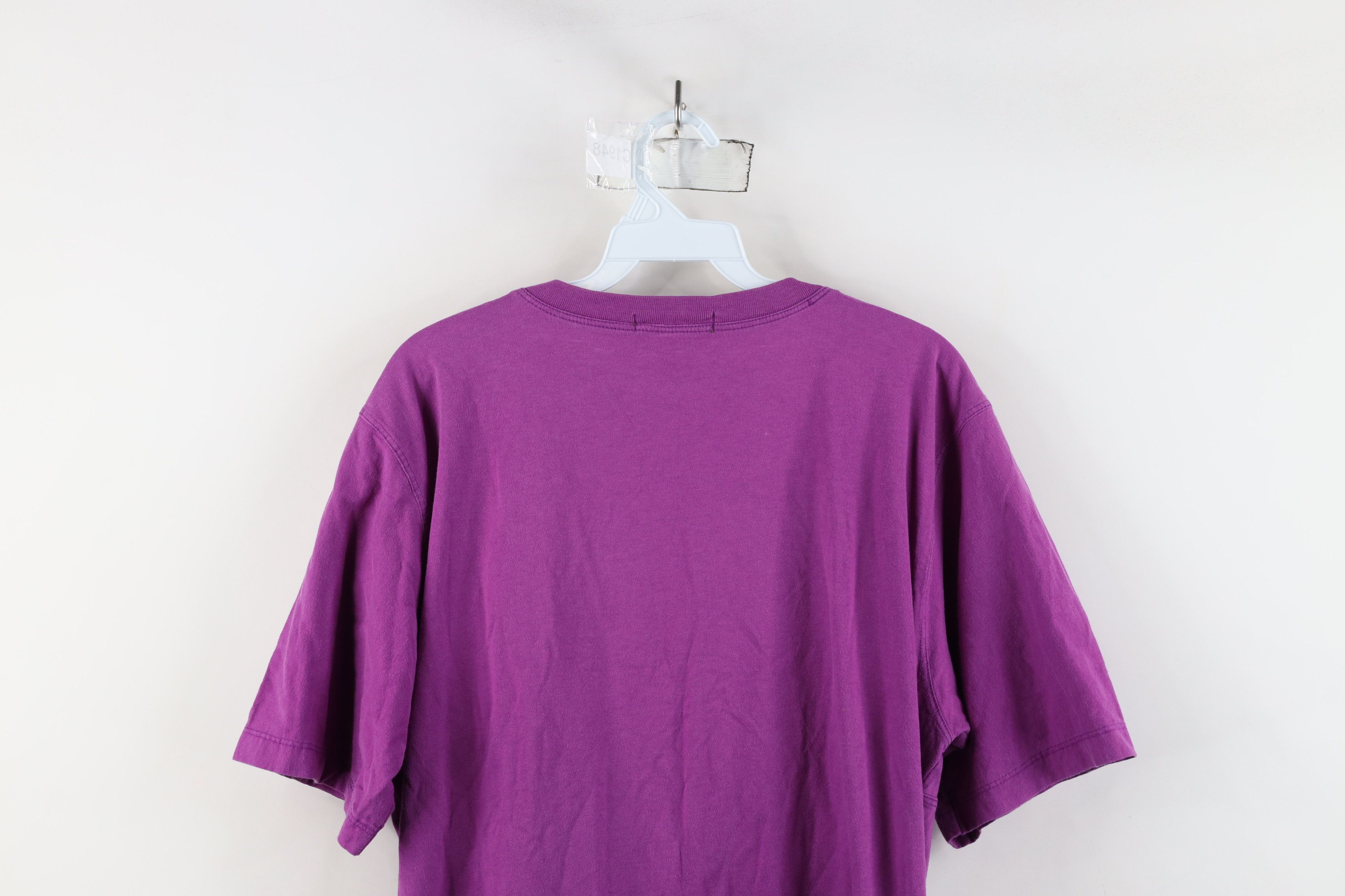Calvin Klein × Vintage Vintage 90s Calvin Klein Spell Out One World T-Shirt Purple Size XXL / US 16-18 / IT 52-54 - 13 Thumbnail