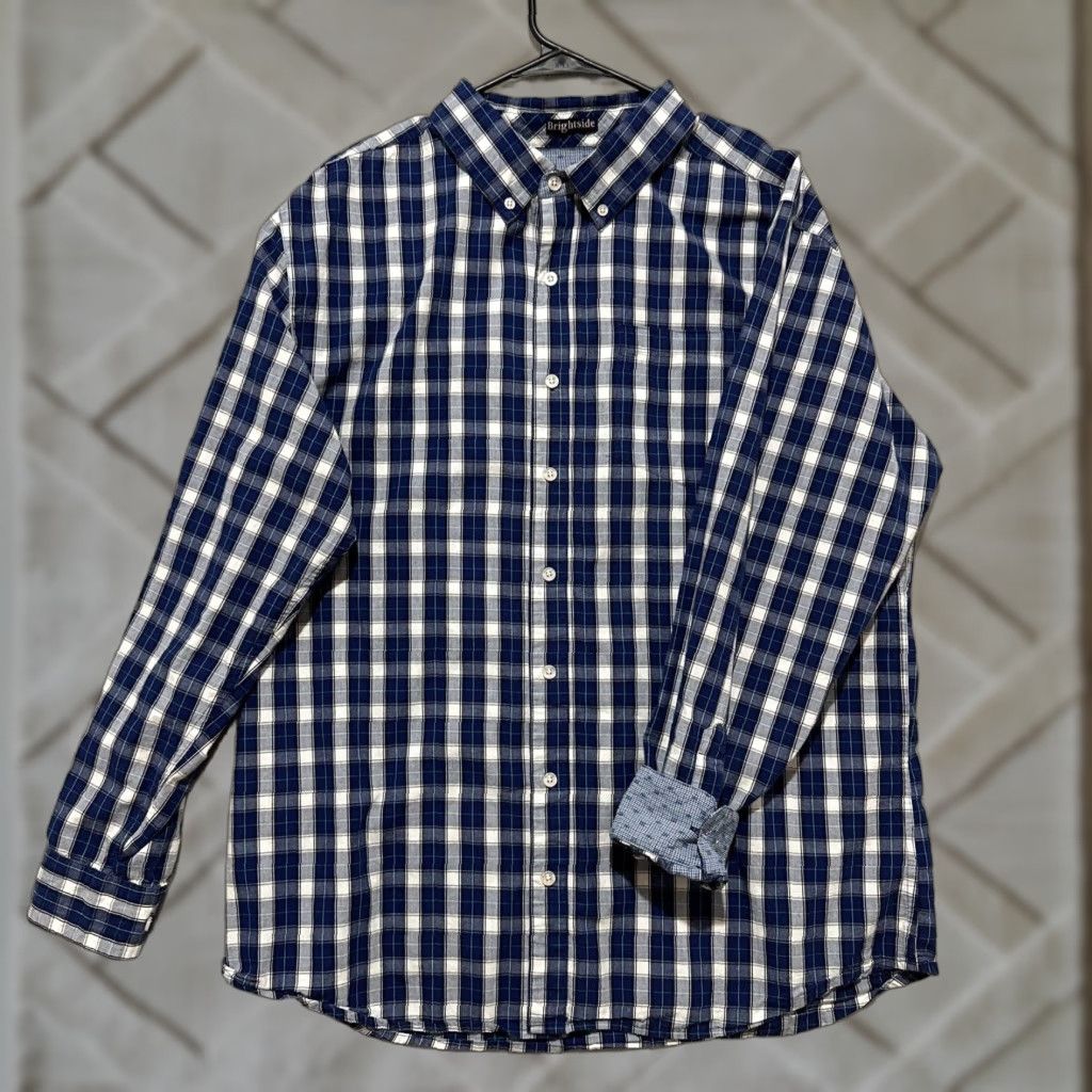 Vintage VINTAGE Olefant Men’s Shirt XL Blue White Plaid Cotton Long Sleeve Button-Up Fall Spring Winter Mens Size US XL / EU 56 / 4 - 1 Thumbnail