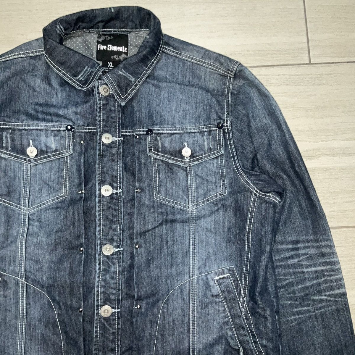 Vintage Five Elementz Y2K Denim Jacket Size US XL / EU 56 / 4 - 3 Thumbnail