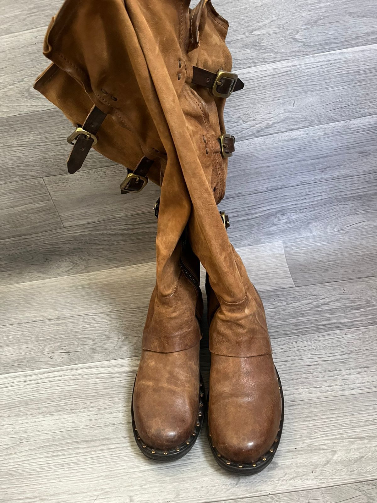 A.S.98 A.S.98 Knee High Rivet Strap Buckled Boots Sz 38 Size US 5.5 / EU 38 - 6 Thumbnail