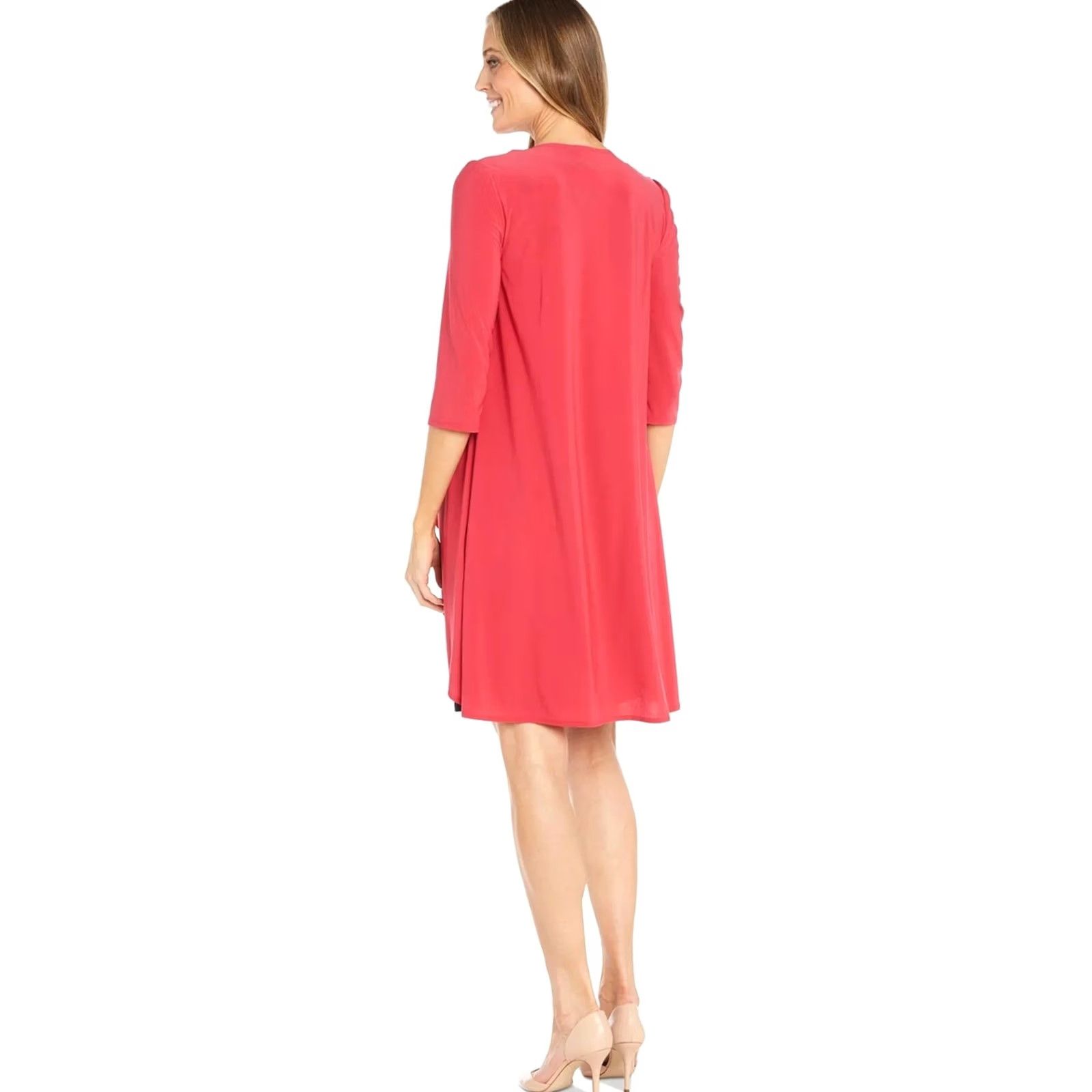 Vintage R & M Richards Womens Printed Sheath Dress coral Petite 12P Size XL / US 12-14 / IT 48-50 - 2 Thumbnail
