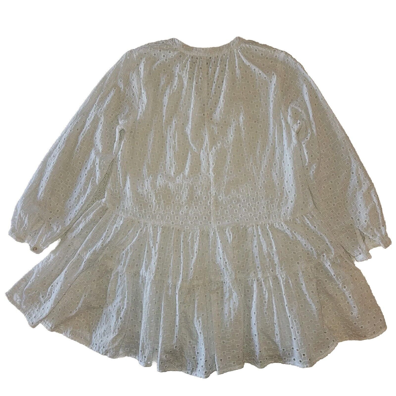Asos ASOS Broderie Boho Dress UK8 US 4 White Cotton Trapeze Floun Size S / US 4 / IT 40 - 5 Thumbnail