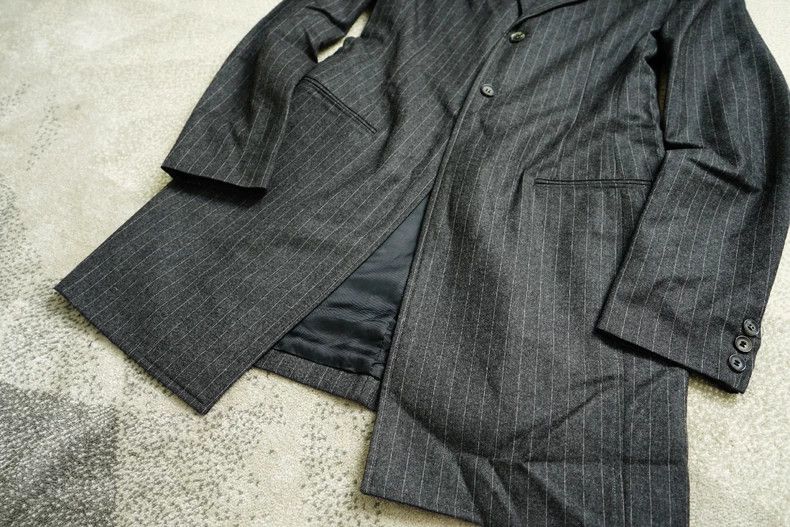 Yohji Yamamoto yohji yamamoto Vertical cut waist striped wool coat 2503-Ne Size US M / EU 48-50 / 2 - 4 Thumbnail