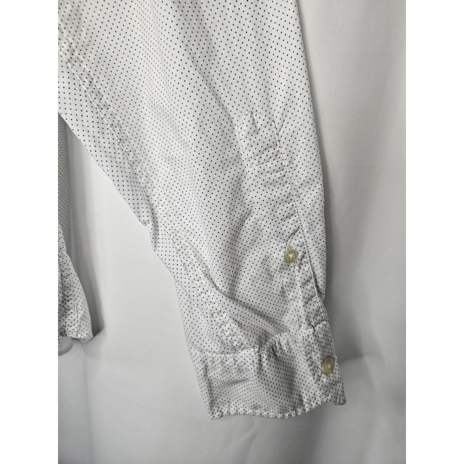J.Crew VTG J. Crew Dress Shirt Men's Large White Navy Polka Dots Size US L / EU 52-54 / 3 - 6 Thumbnail