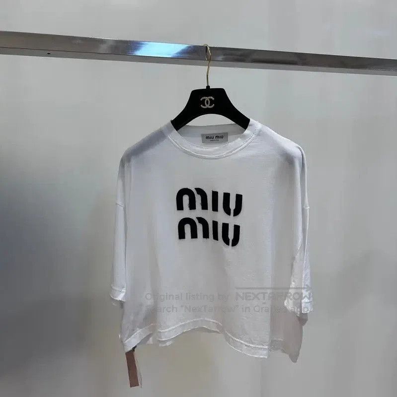 Miu Miu Miu Miu Women's Cotton White T-Shirt . Size S / US 4 / IT 40 - 1 Thumbnail