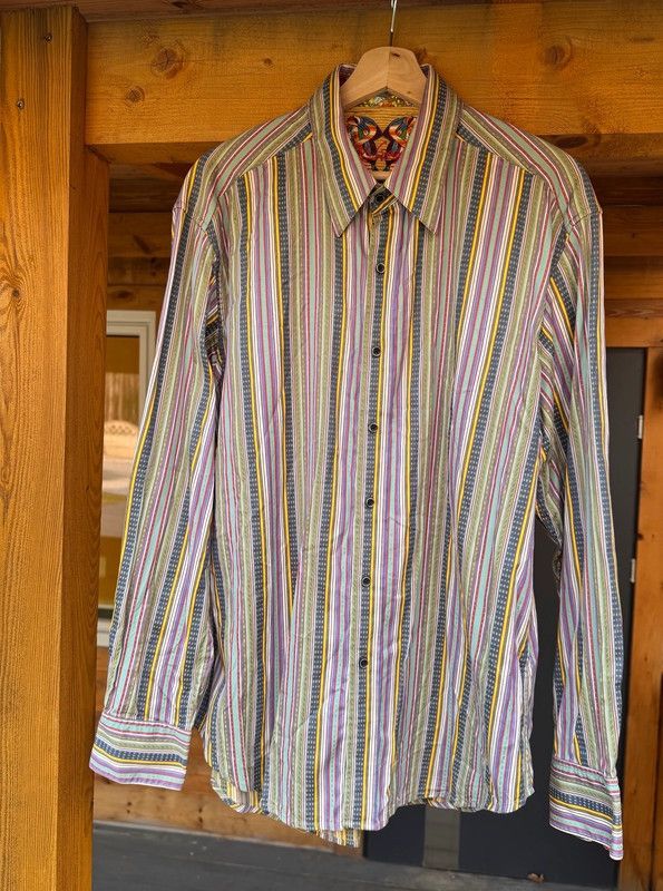 Robert Graham Colorful Men’s Striped Shirt Cotton and Silk Robert Graham Size US L / EU 52-54 / 3 - 2 Thumbnail