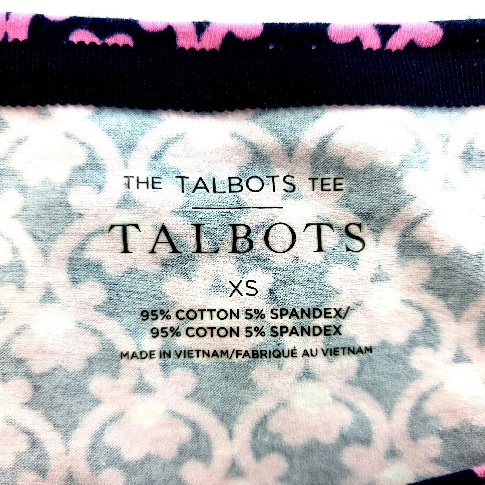 Talbots Talbots Tee XS Pink Blue Floral Geometric 3/4 Sleeve Cotton Size XS / US 0-2 / IT 36-38 - 5 Thumbnail