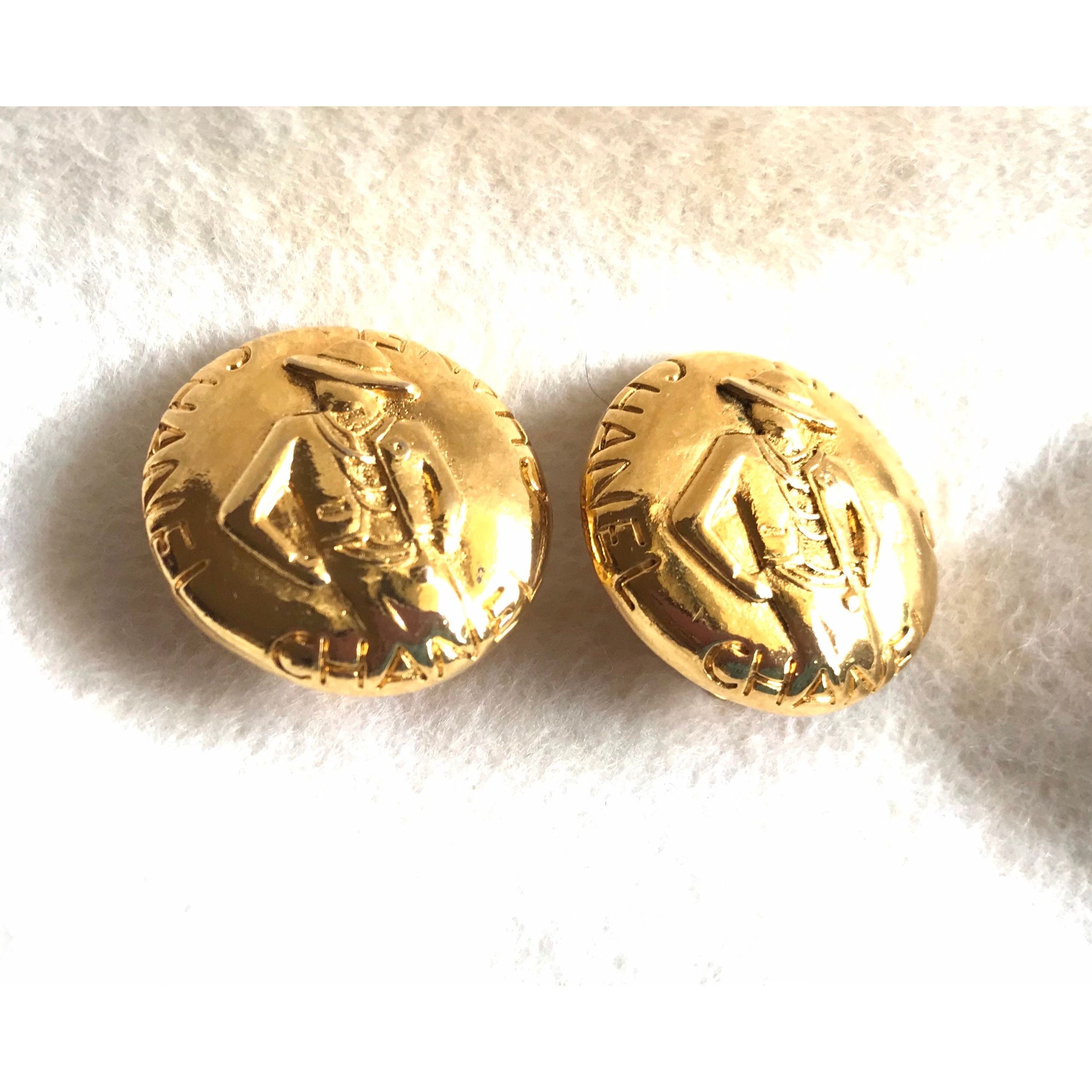 Chanel Vintage CHANEL gold tone round earrings with mademoiselle Size ONE SIZE - 5 Thumbnail