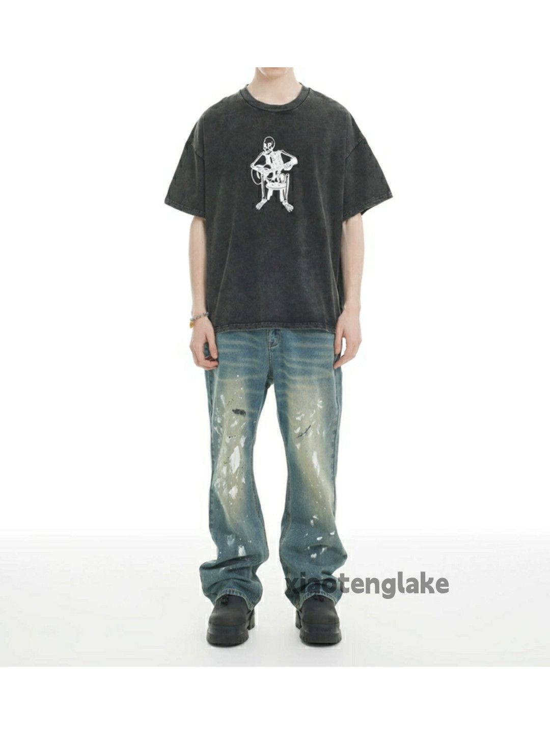 Jean × Vintage washed faded paint damaged hiphop grunge baggy jeans Size US 34 / EU 50 - 2 Thumbnail