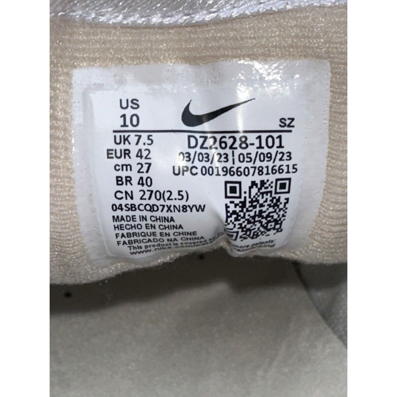 Nike Nike Women’s Size 10/8.5 Men’s Air Max 1 DZ2628-101 Size US 10 / IT 40 - 6 Thumbnail