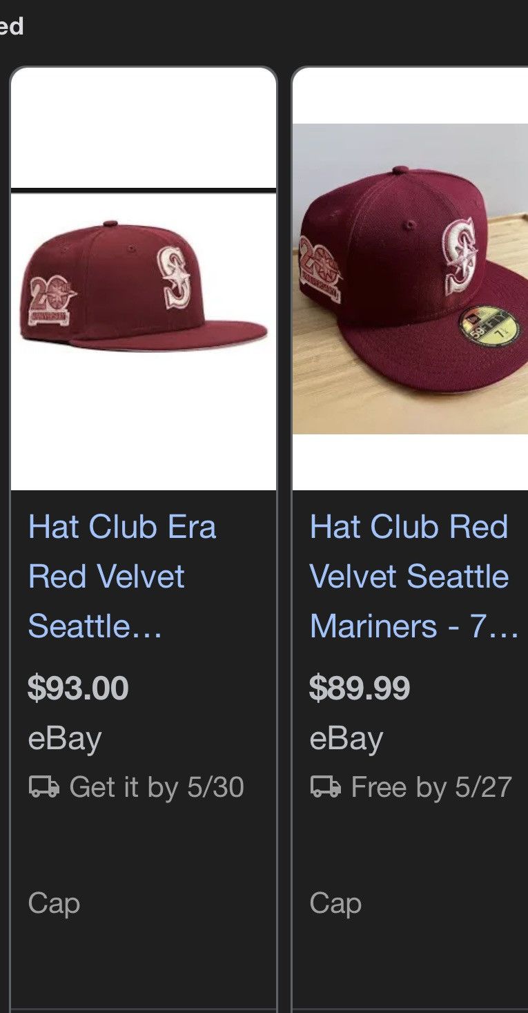 Capsule × Hat Club × New Era 7 5/8 Hat Club Red Velvet Seattle Mariners Size ONE SIZE - 6 Thumbnail