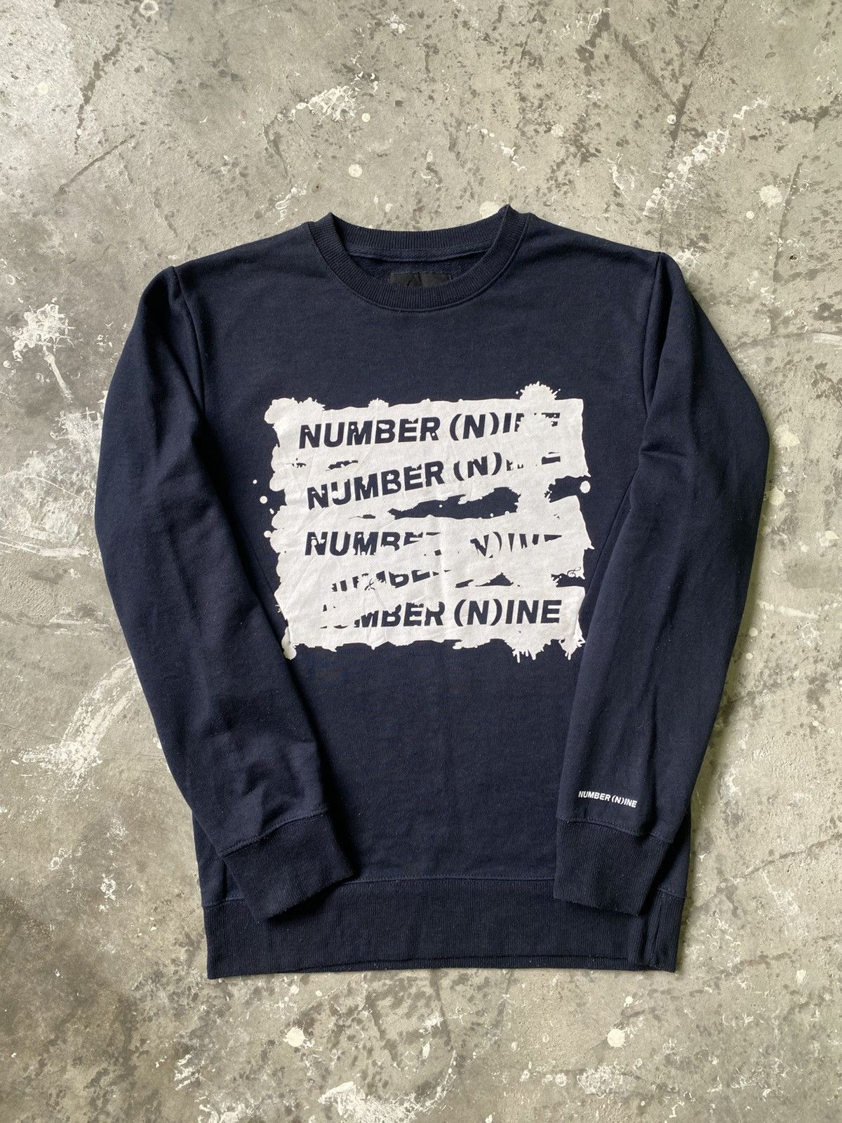 Number (N)ine Number (N)ine Spellout Dark Blue Sweatshirt Size US L / EU 52-54 / 3 - 2 Thumbnail