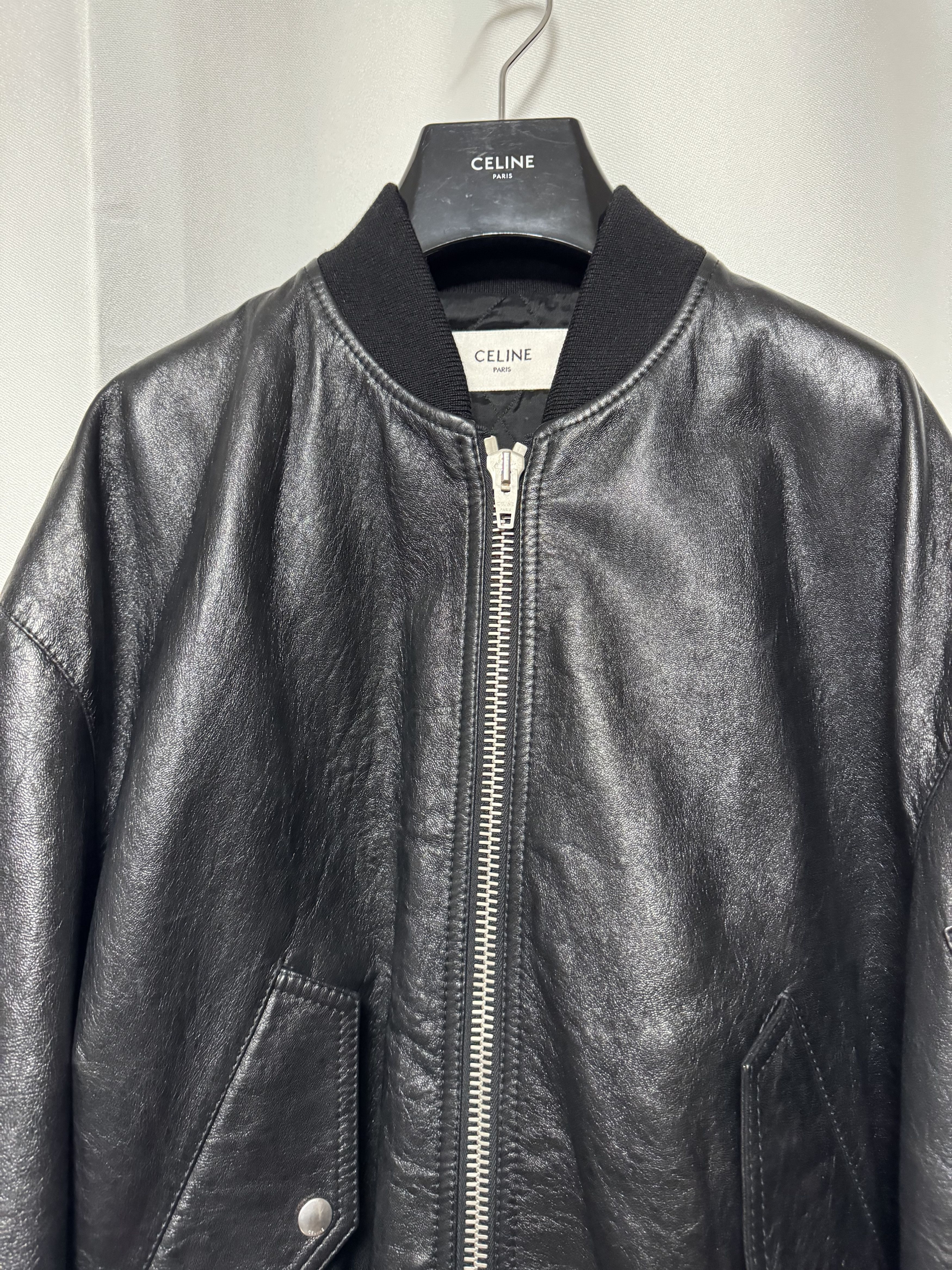 Celine SS22 Studded Logo Leather Bomber Jacket Size US S / EU 44-46 / 1 - 2 Thumbnail