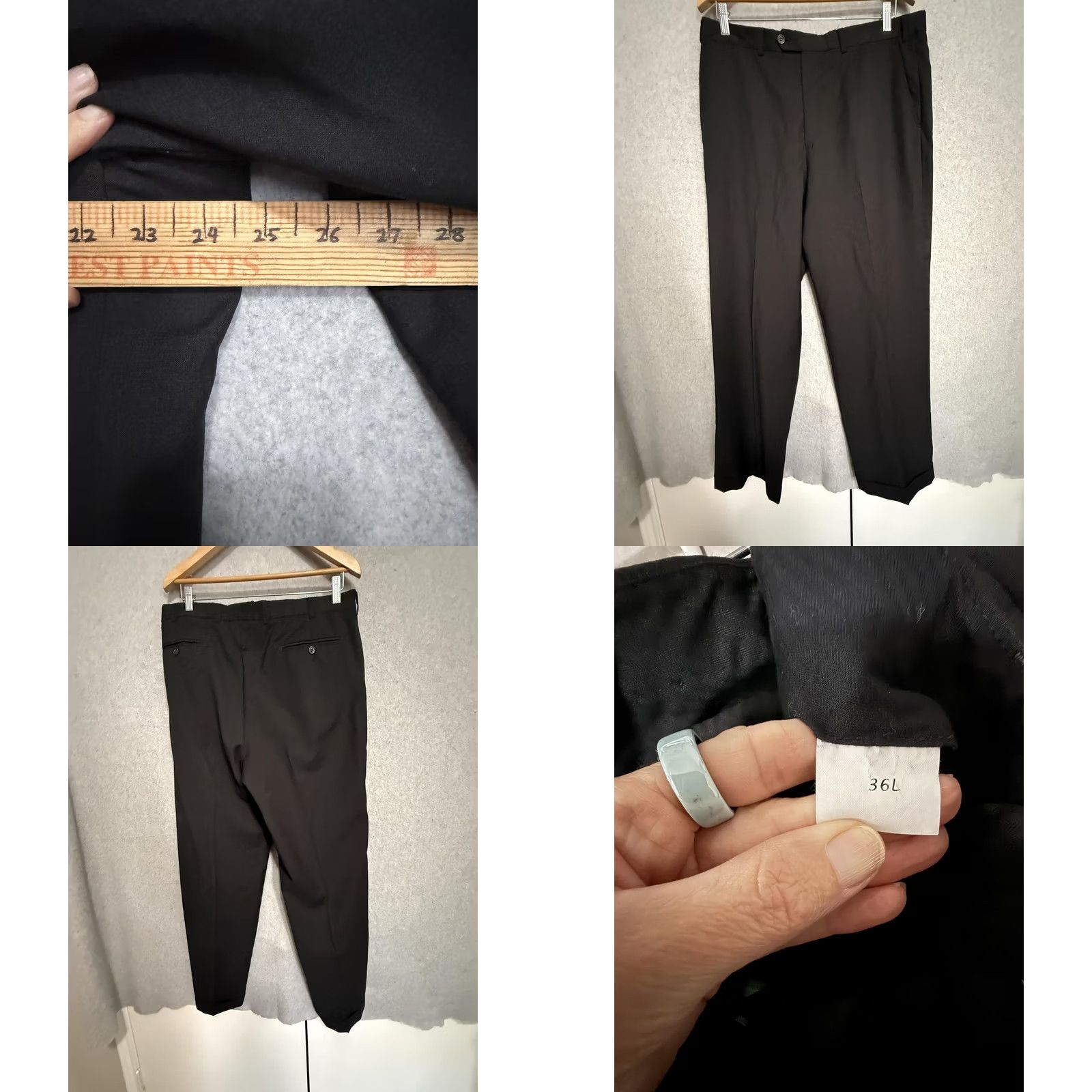 Vintage Luciano Dante Suit Mens 48S 36x30 Black Super 100 Wool 2 Piece Jacket Pants Size 48R - 9 Thumbnail
