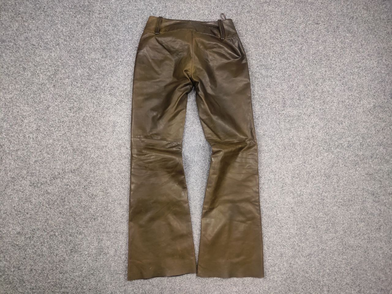 If Six Was Nine Leonardo Vintage Dark Green Faded Leather Flared Pants Y2K Size 36" / US 14 / IT 50 - 10 Thumbnail